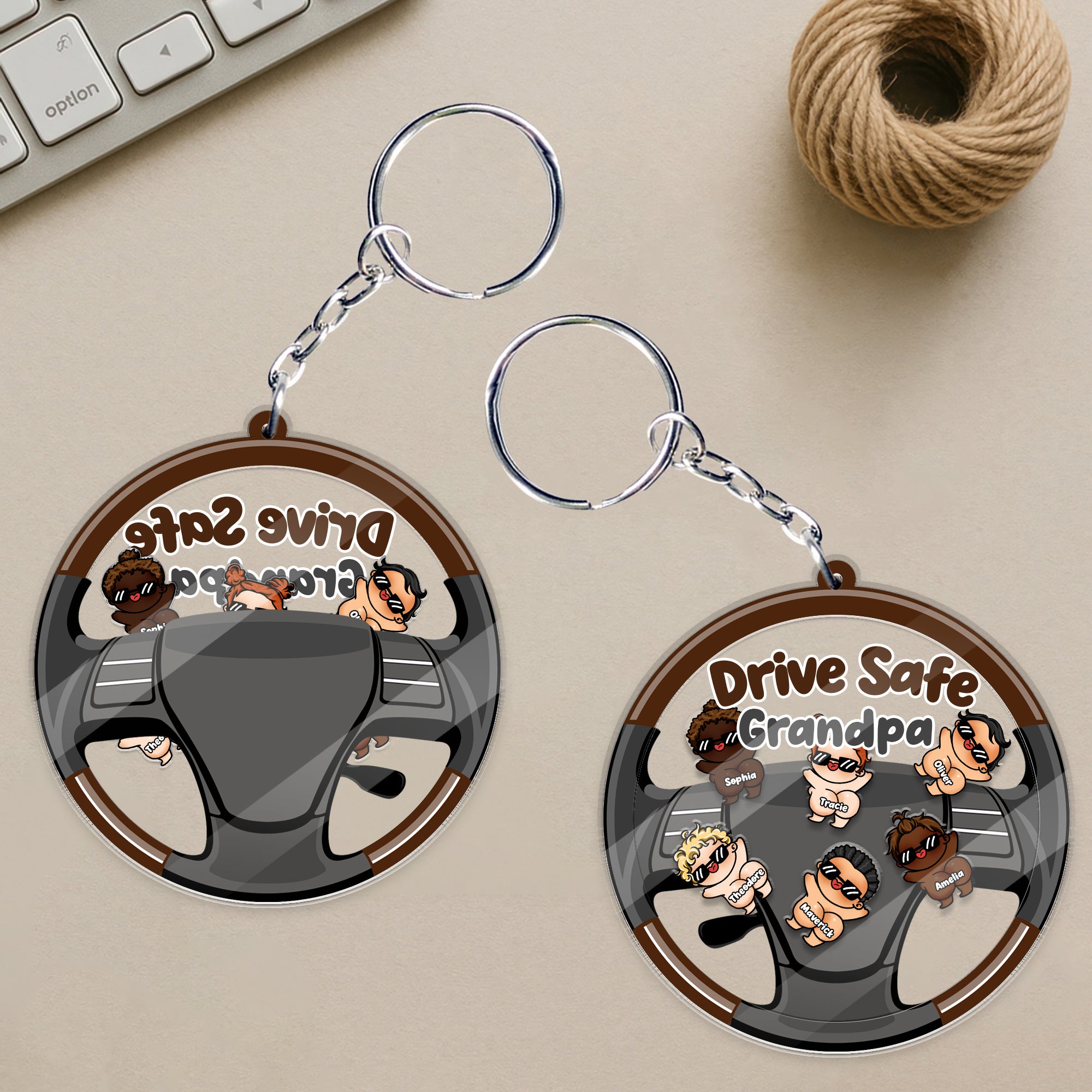 Personalized Drive Safe Grandpa Shaker Keychain