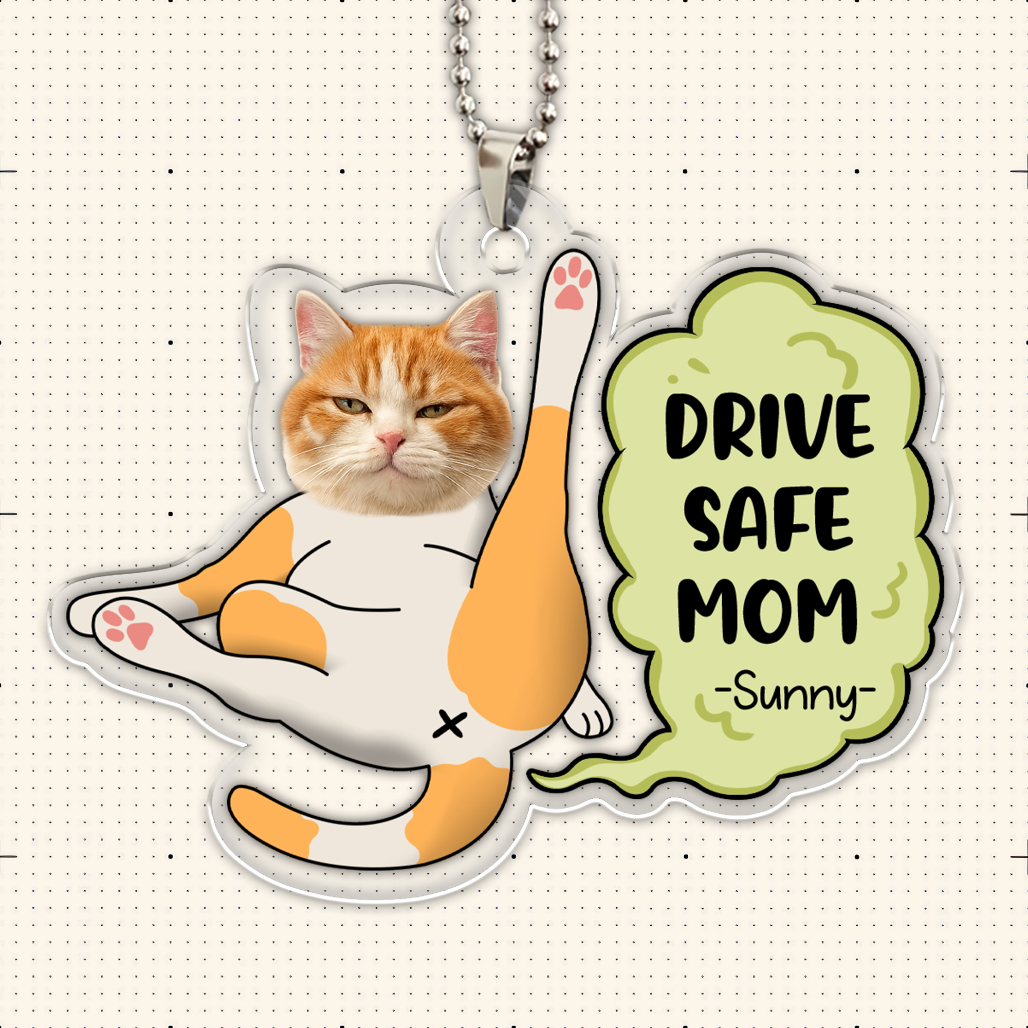 Personalized Car Ornament – Custom Pet Photo Drive Safe Gift for Pet Lovers - Cat Mum