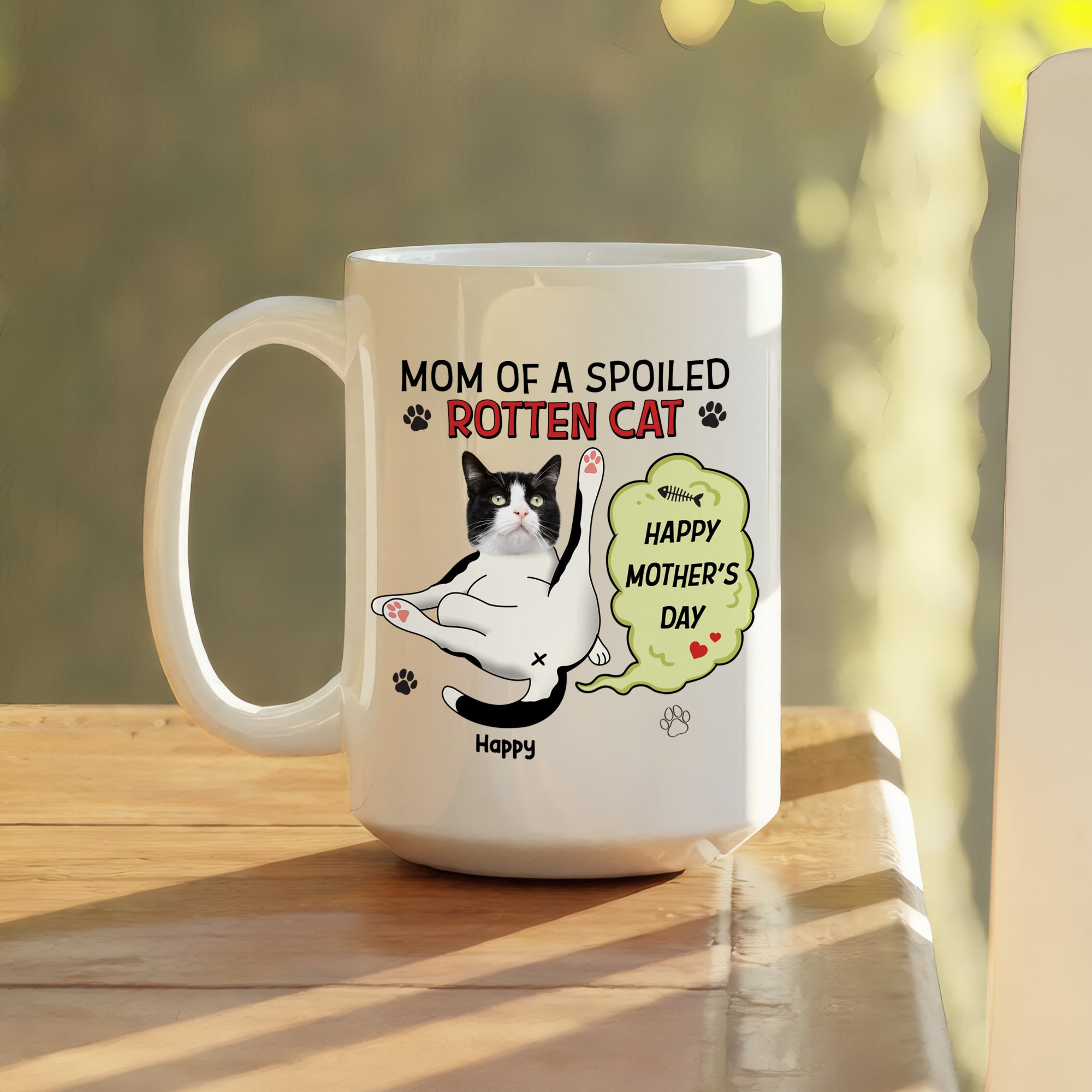 Custom 3D Effect Coffee Mug Gift for Cat Lovers – Funny Spoiled Cat Design – Personalized Cat Mom Mug