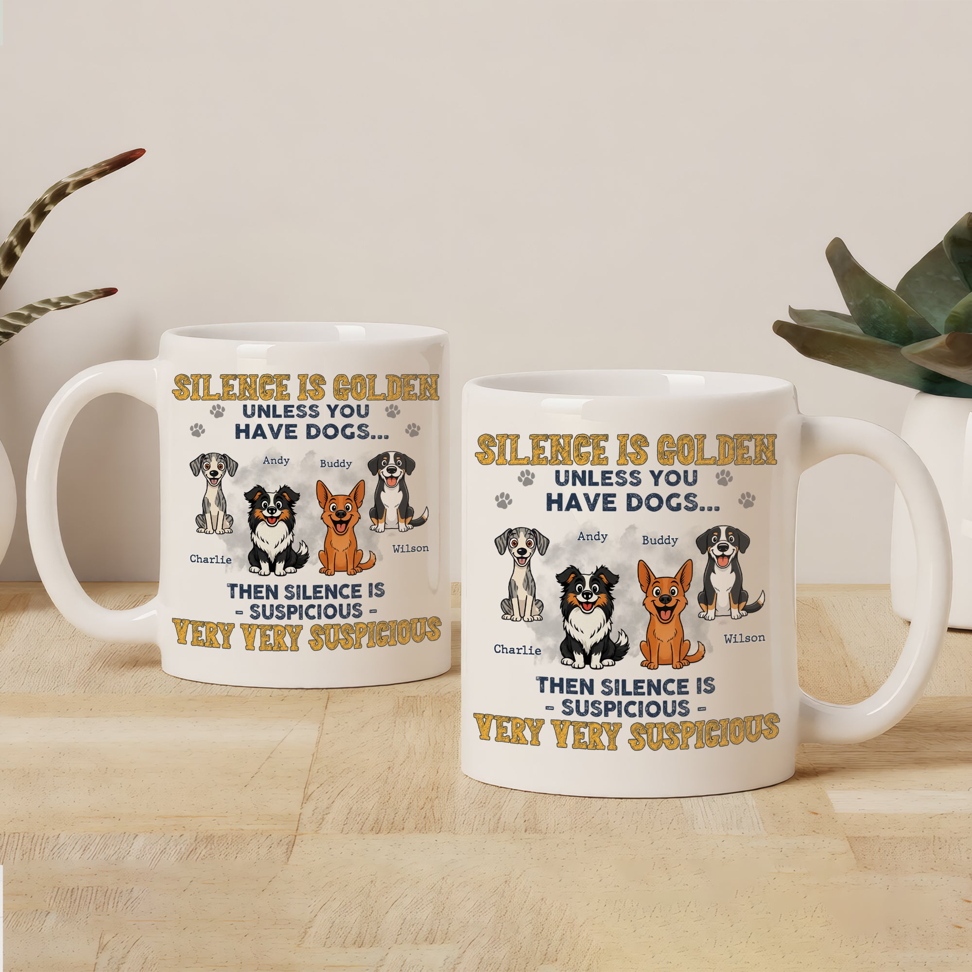 Dog Lover Gift – Personalized 3D Effect Dog Mug “Silence Is Golden Unless You Have Dogs”