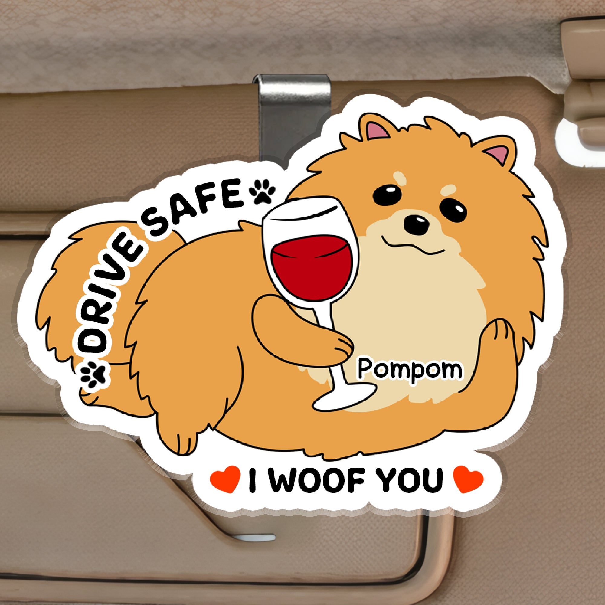 Custom Dog Breed Car Visor Clip - Personalized Wood & Acrylic Drive Safe Gift for Dog Lovers