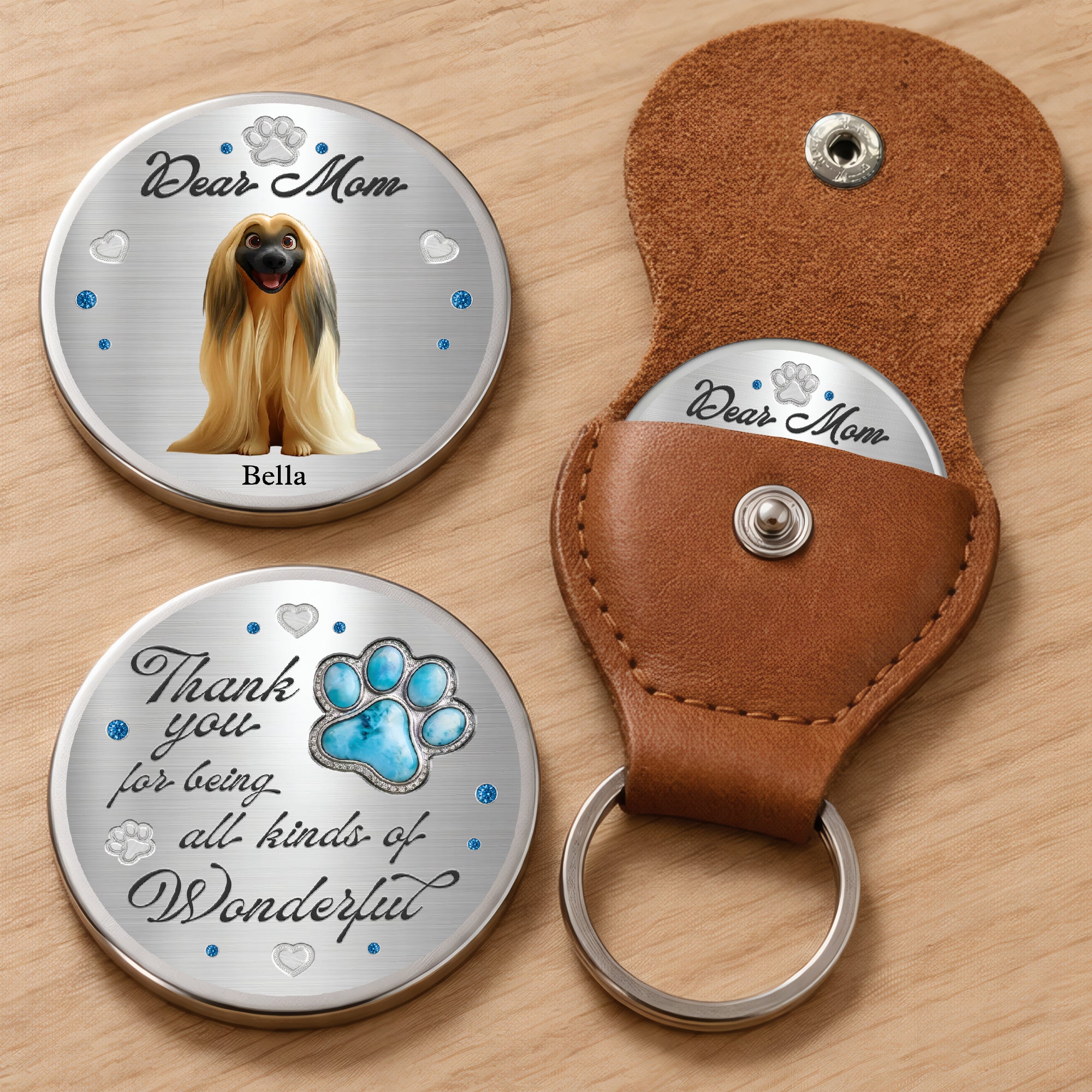 Gift for Dog Lovers – Custom Pocket Hug Token – “Dear Mom” Personalized Pet Keepsake