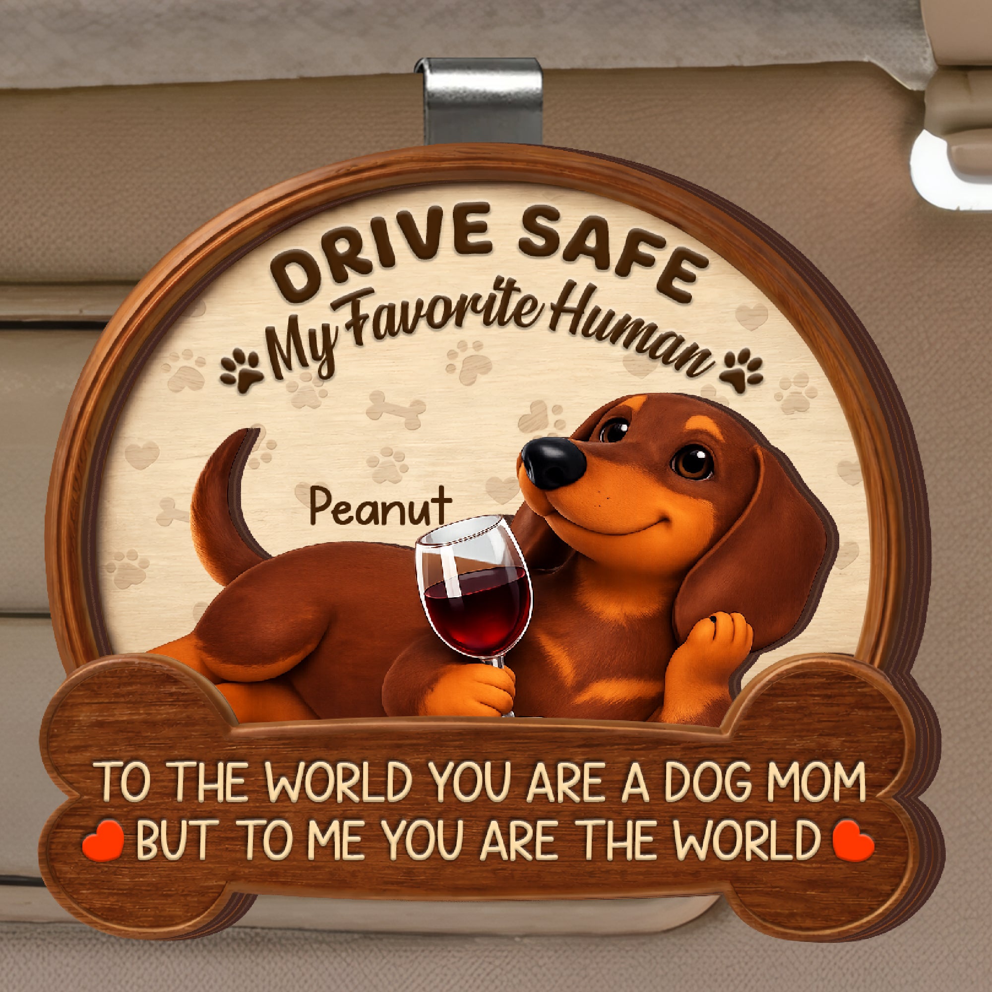 Custom Dog Visor Clip - Personalized 2-Layered Wooden Pet Accessory - Gift for Dog Lovers