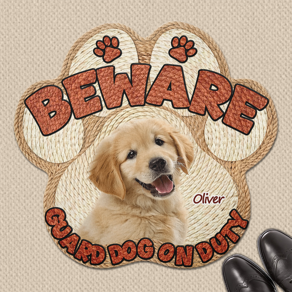 Gift for Dog Lovers – Personalized Dogs Security On Duty Photo Doormat – Custom Welcome Mat