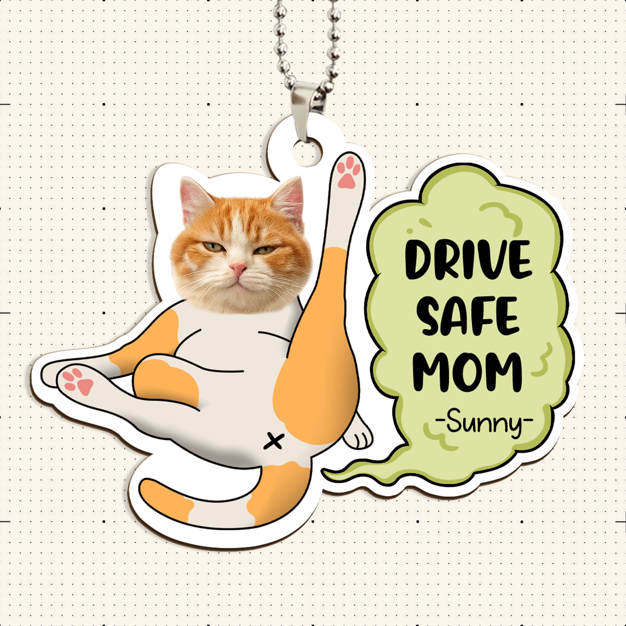 Personalized Car Ornament – Custom Pet Photo Drive Safe Gift for Pet Lovers - Cat Mum