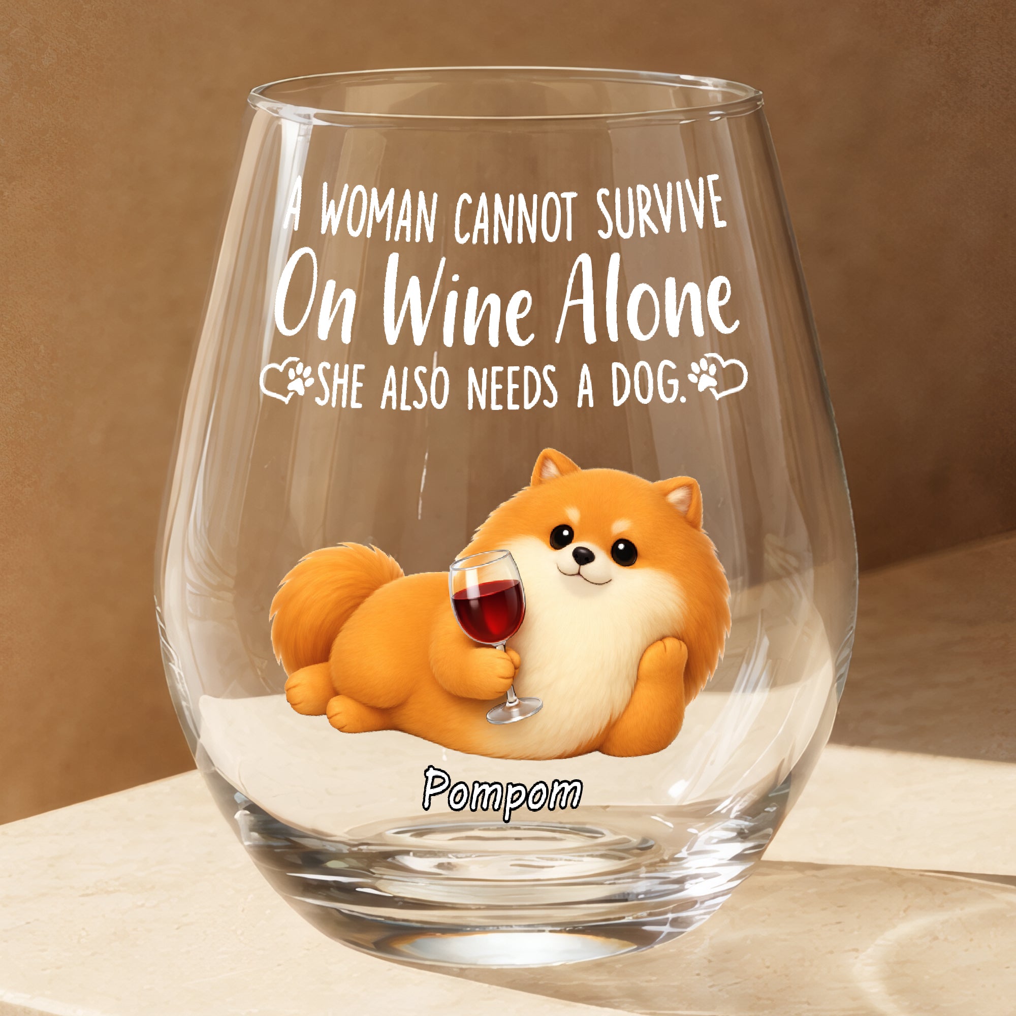 Custom 3D Dog Wine Glass  – Personalized Pet Gift for Dog Mum & Dog Lovers