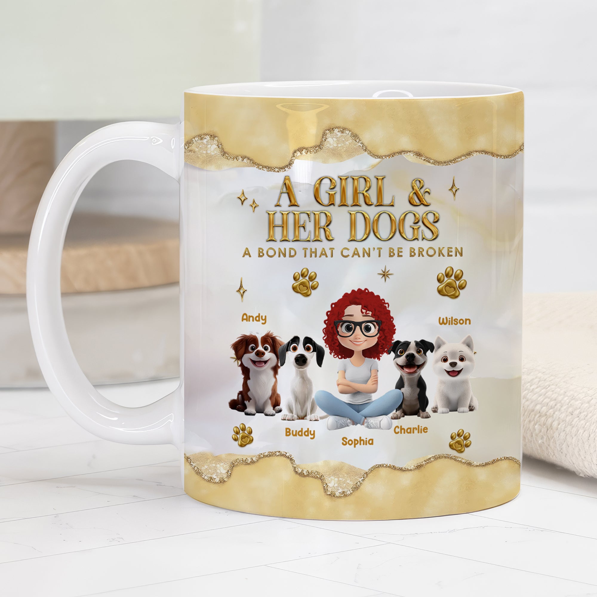 A Girl And Her Dog – Personalized Custom 3D Inflated Effect Coffee Mug for Dog Lovers