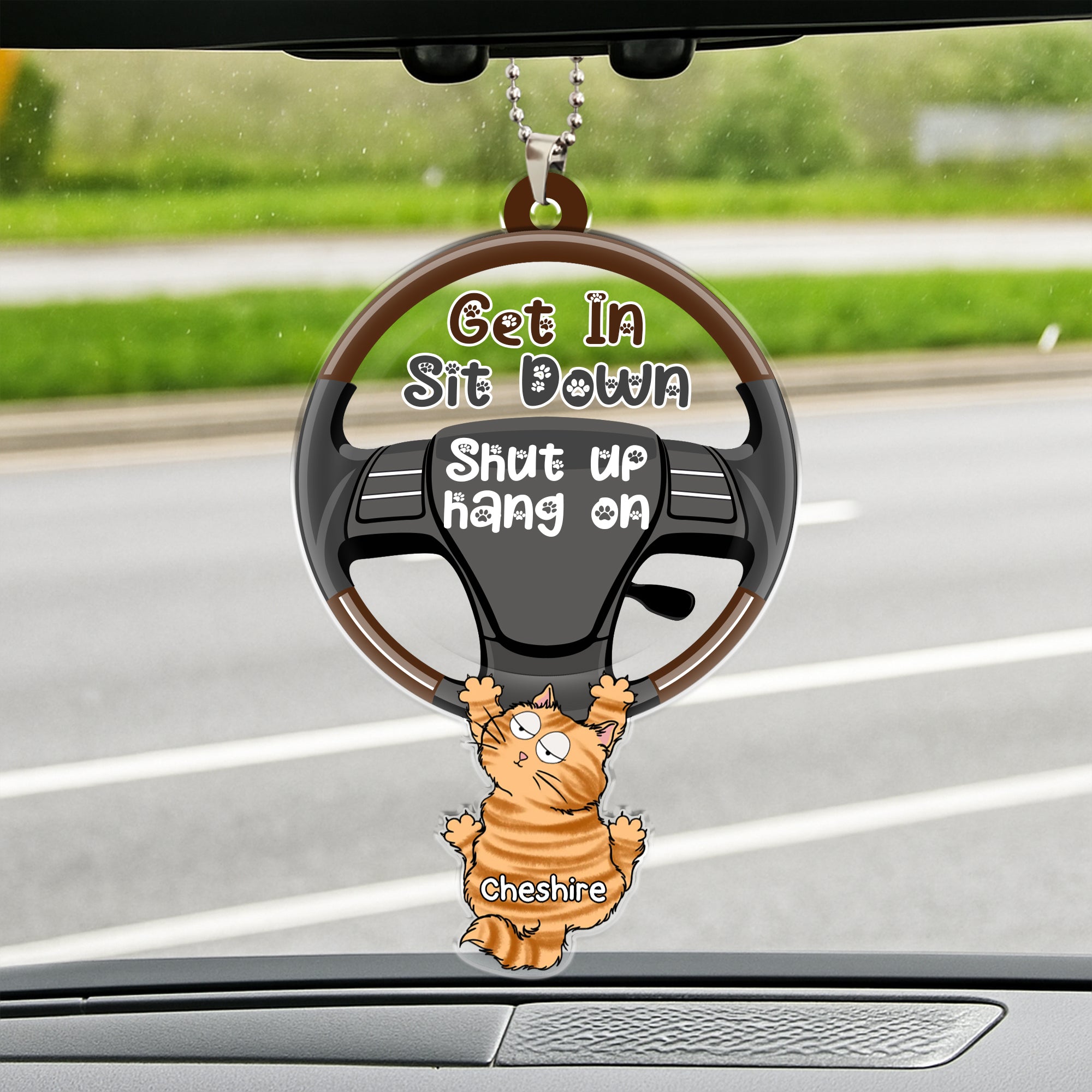 Personalized Cat Car Ornament - Custom Swaying Car Pendant - Funny Gift for Cat Lovers