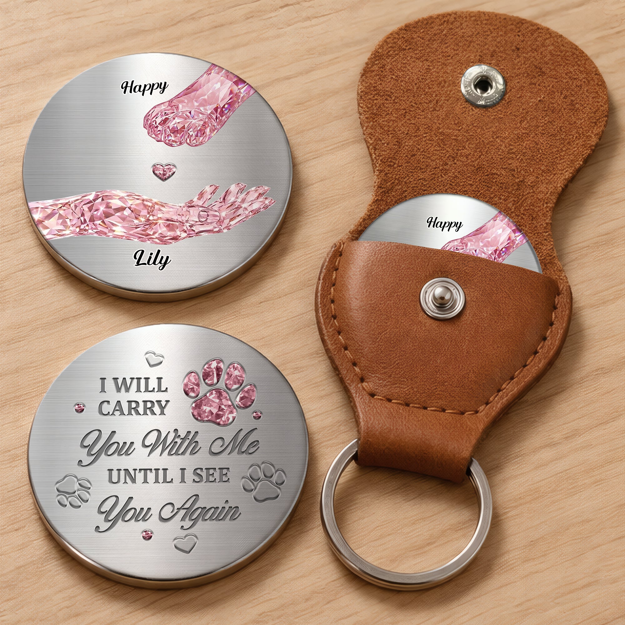 Gift for Dog & Cat Moms – Personalized Pocket Hug Token – Pet Memorial Keepsake