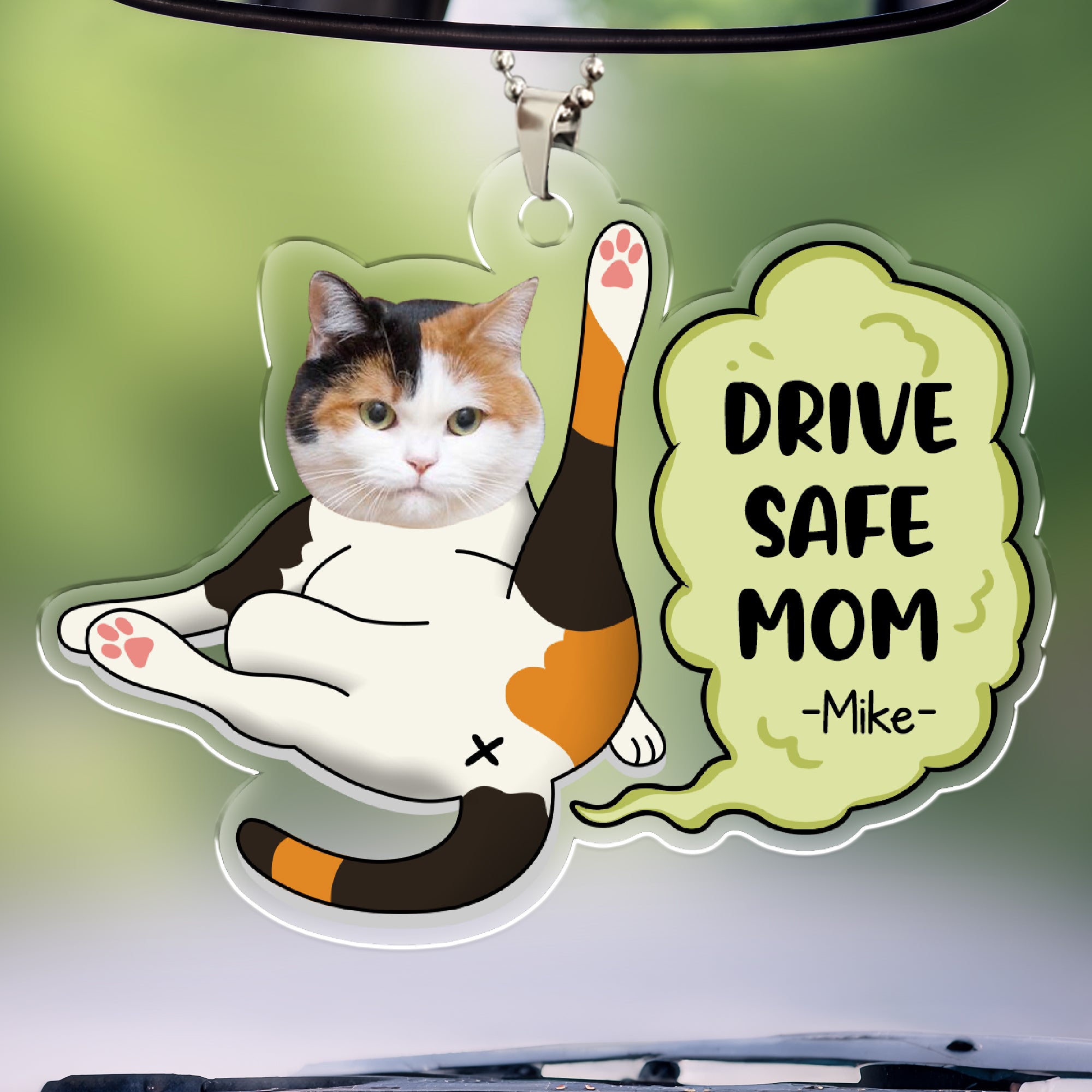 Personalized Car Ornament – Custom Pet Photo Drive Safe Gift for Pet Lovers - Cat Mum