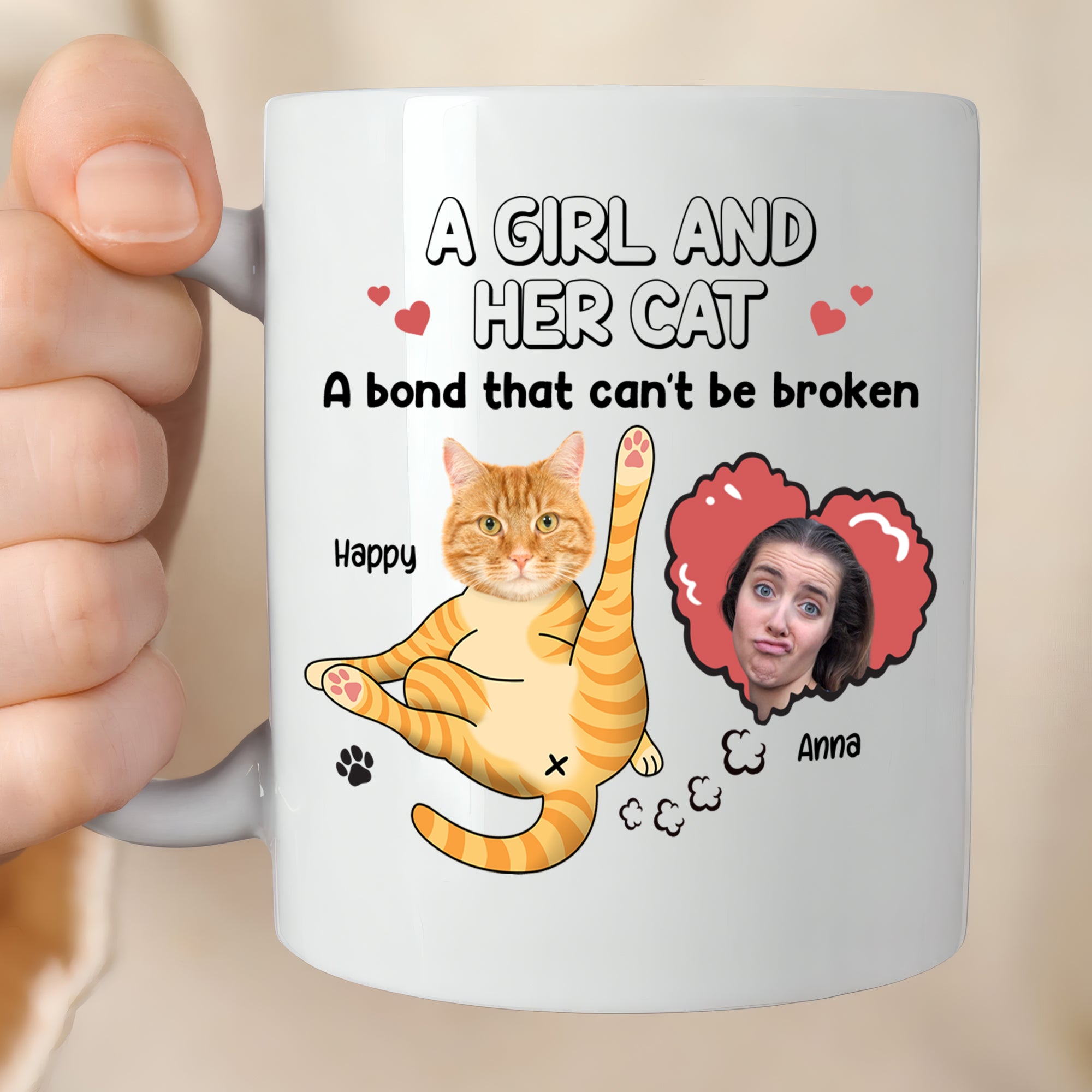 Custom 3D Effect Coffee Mug Gift for Cat Lovers  – Personalized Cat Mom Mug