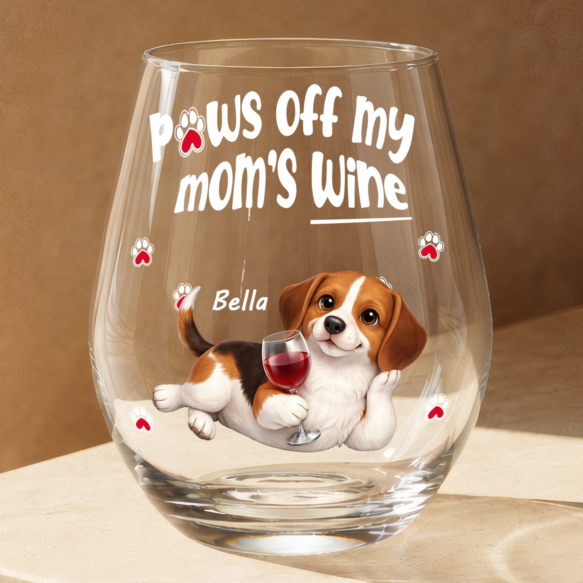 Personalized Pet Wine Glass - Custom Dog Mom Gift - Paw It Off Now