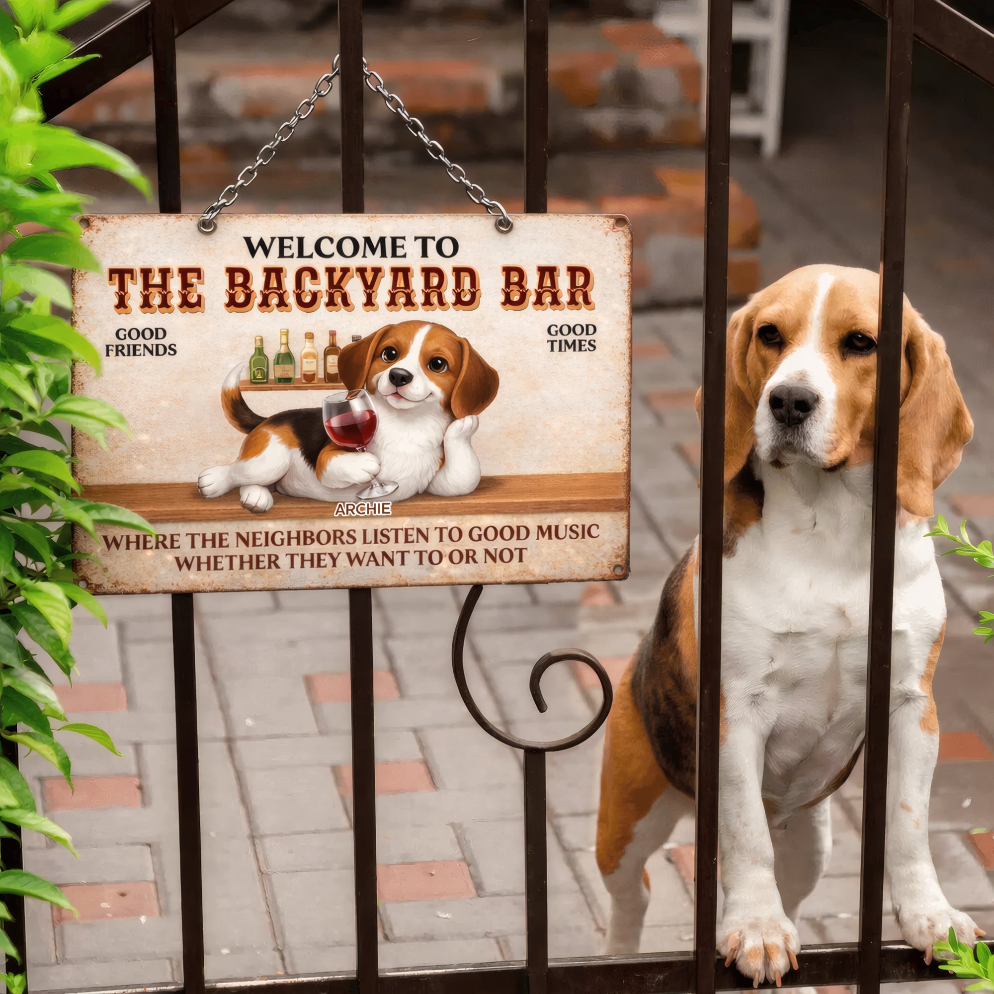 Custom Dog Bar Metal Sign – Funny Backyard & Garden Welcome Sign - Gift For Pet Lovers