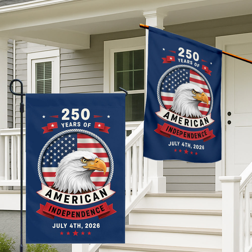 250th American Independence Garden Flag – Bald Eagle 4th of July 2026 - W020725-6-mk2
