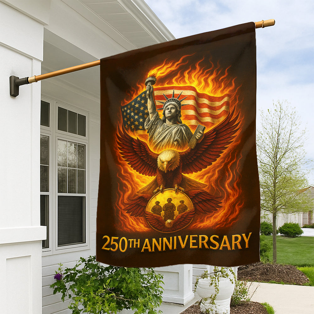 250th Anniversary Patriotic Flag - Statue of Liberty, Eagle & Soldiers Design-W140725-6-mk1