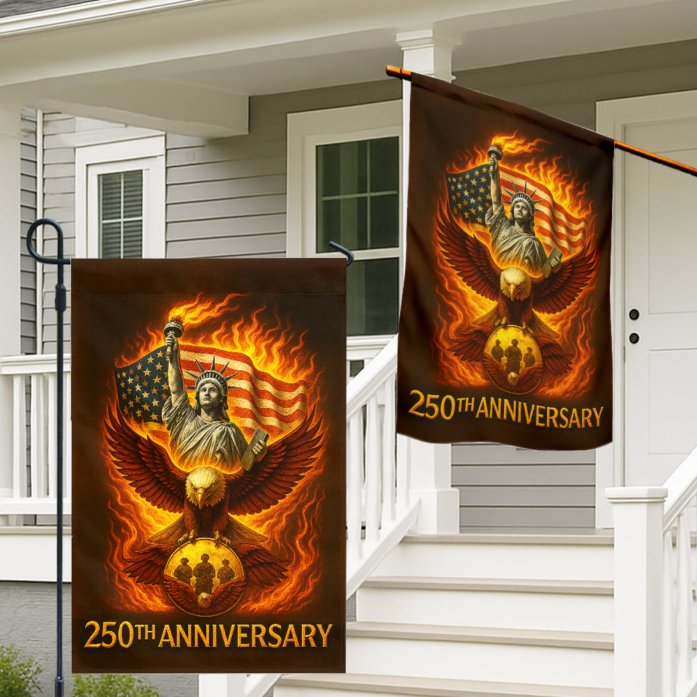 250th Anniversary Patriotic Flag - Statue of Liberty, Eagle & Soldiers Design-W140725-6-mk2