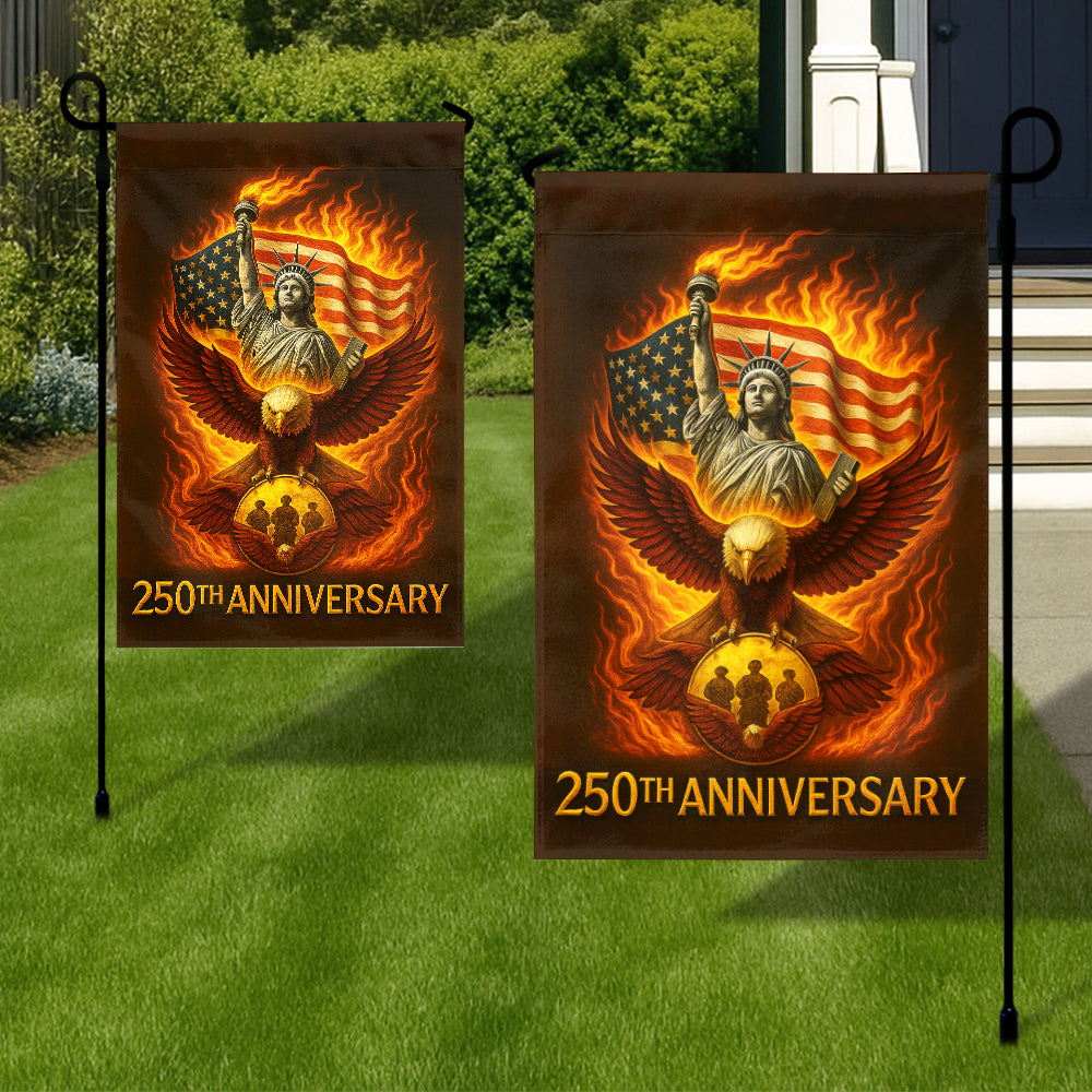 250th Anniversary Patriotic Flag - Statue of Liberty, Eagle & Soldiers Design-W140725-6-mk3