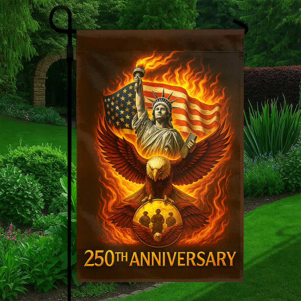 250th Anniversary Patriotic Flag - Statue of Liberty, Eagle & Soldiers Design-W140725-6-mk5