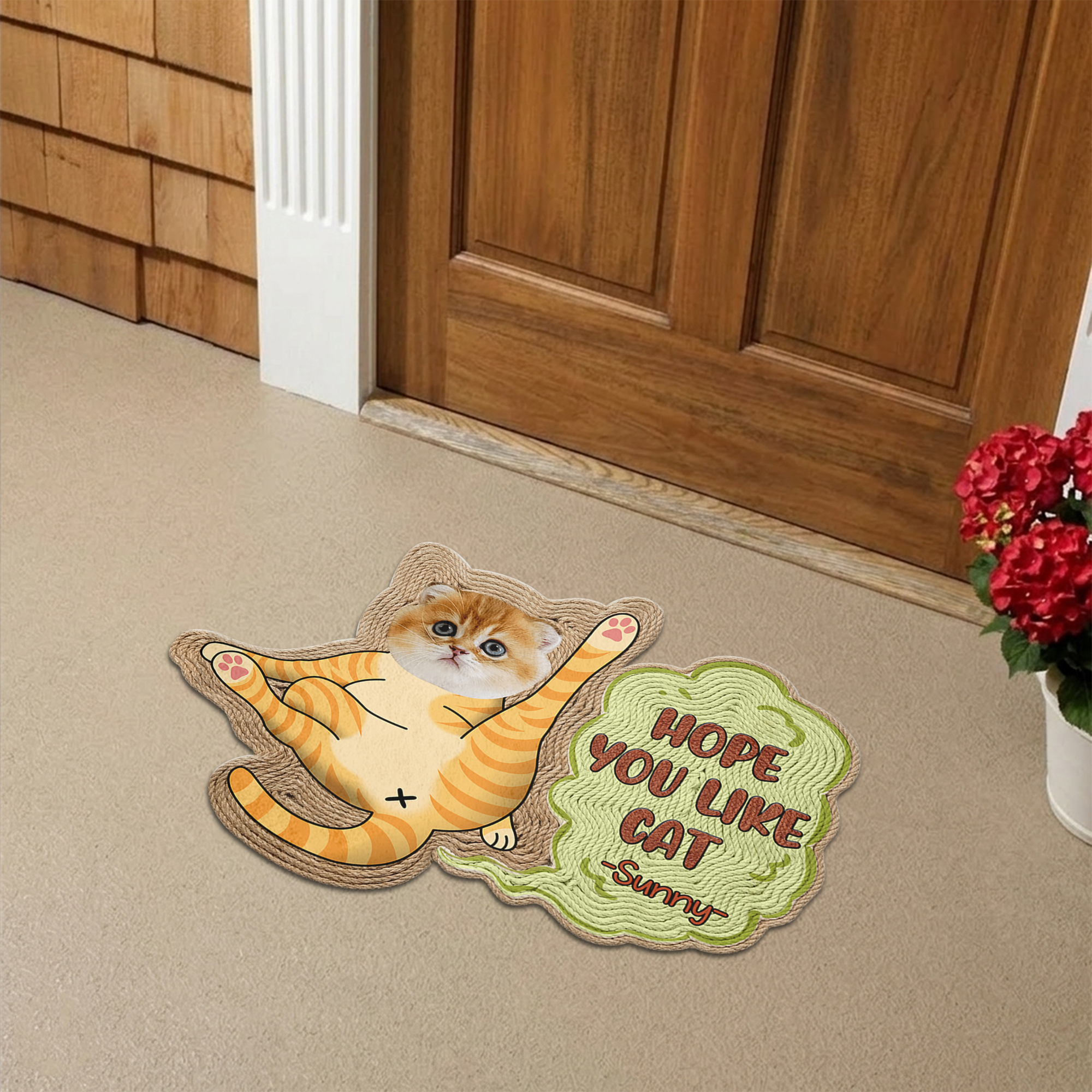 Gift for Cat Lovers – Custom Cats On Guard Photo Doormat – Unique Welcome Mat