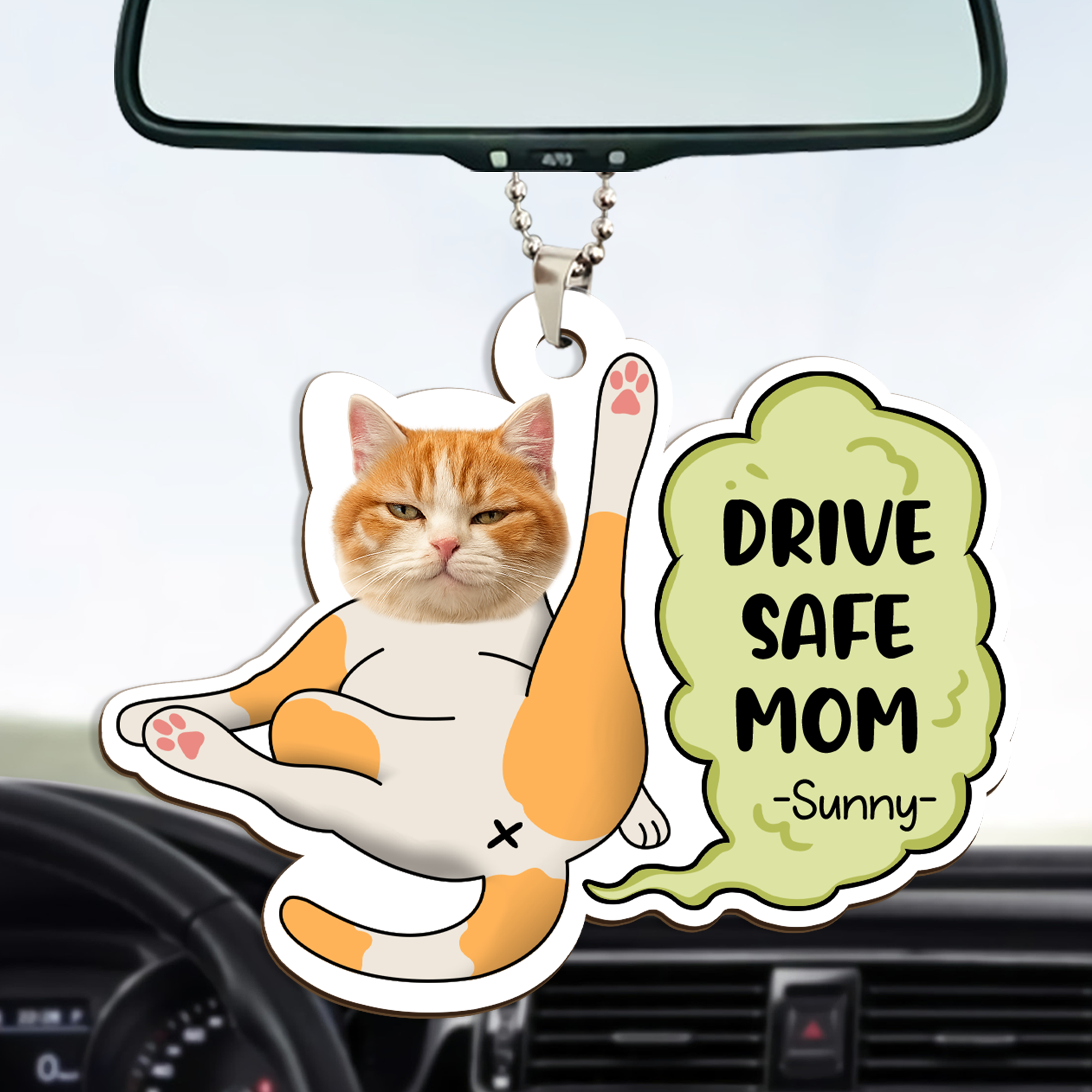 Personalized Car Ornament – Custom Pet Photo Drive Safe Gift for Pet Lovers - Cat Mum