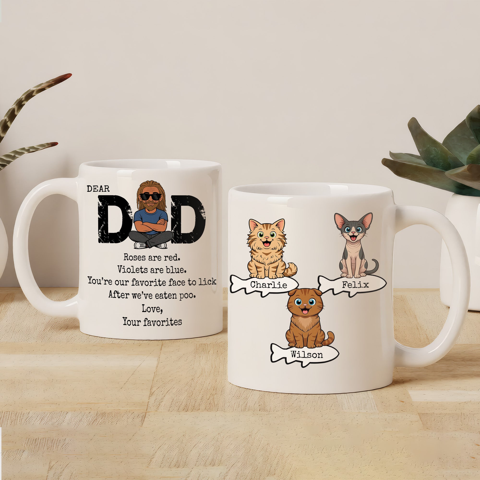 Cat Dad Gift – Personalized Custom 3D Coffee Mug for Him