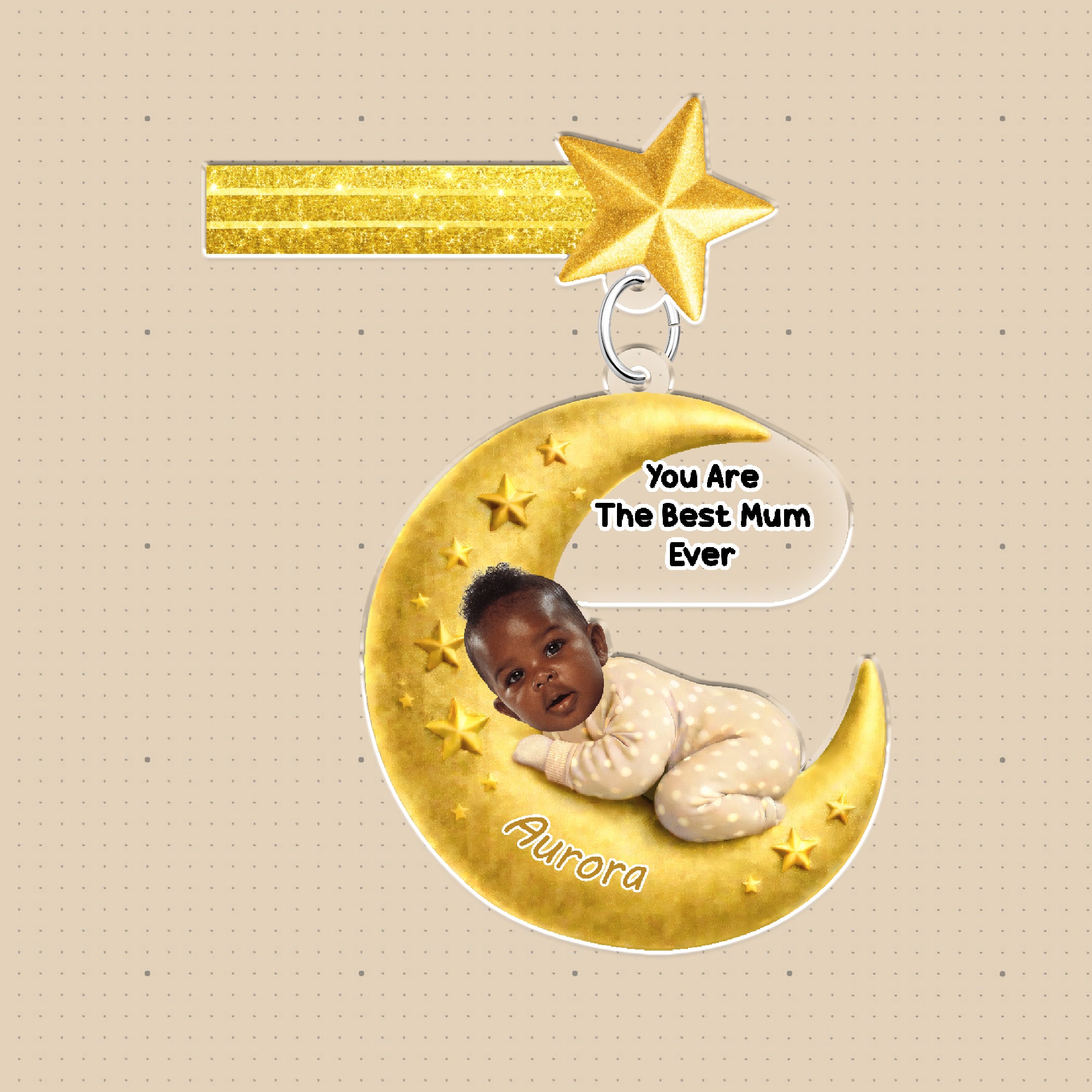 Personalized Baby Moon Acrylic Shaker Desk Decor - Custom Name & Photo Keepsake