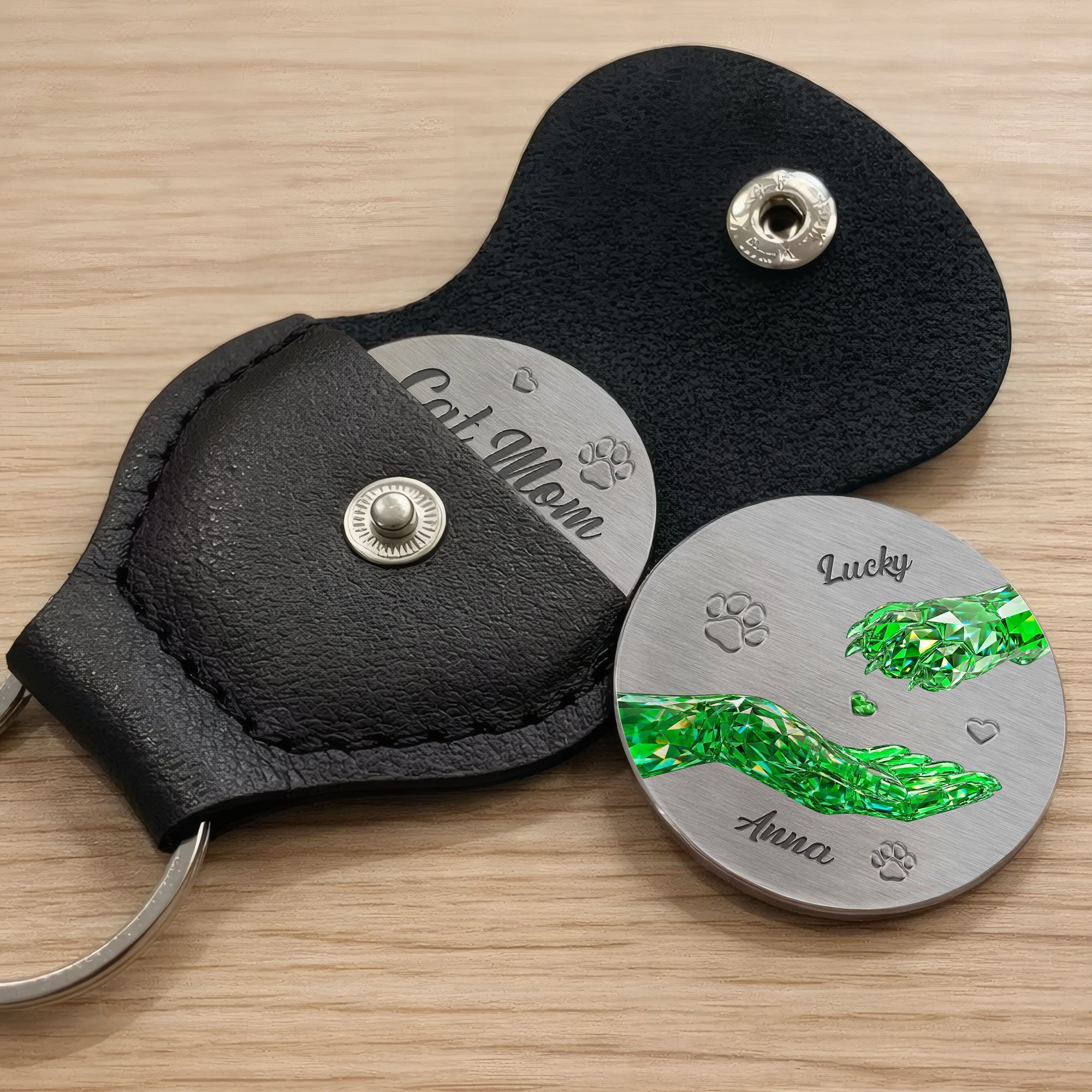 Dog & Cat Mom Gift - Personalized Pocket Hug Token - Pet Memorial Keychain