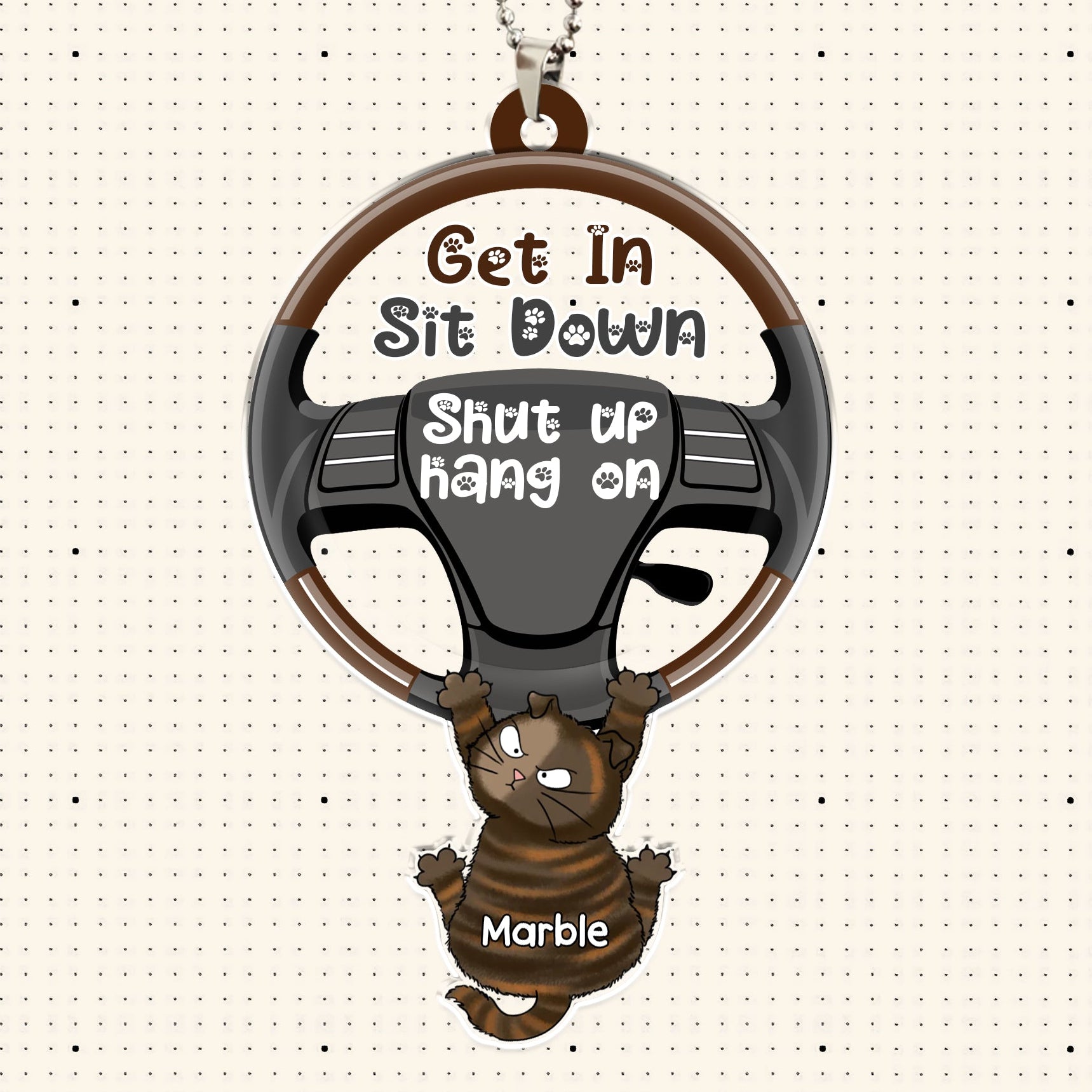 Personalized Cat Car Ornament - Custom Swaying Car Pendant - Funny Gift for Cat Lovers