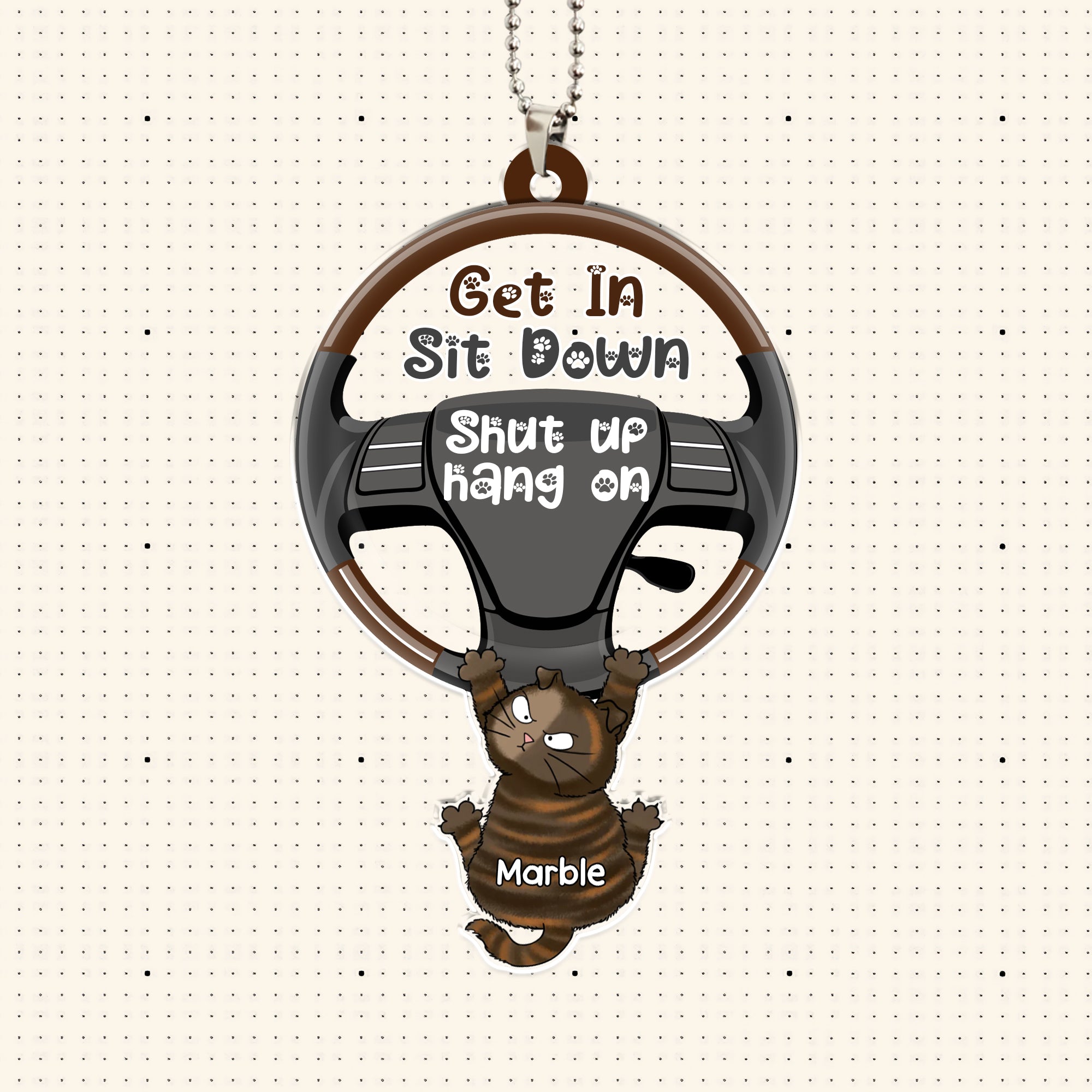 Personalized Cat Car Ornament - Custom Swaying Car Pendant - Funny Gift for Cat Lovers