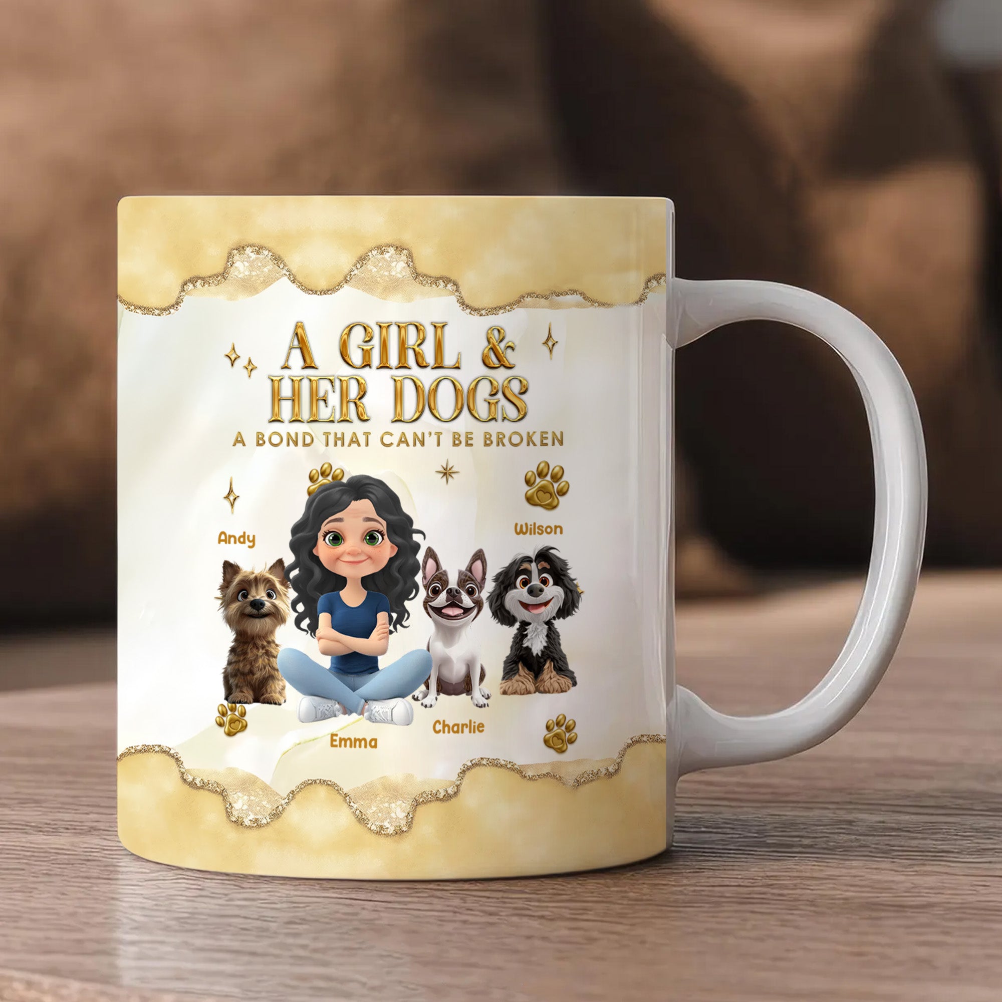 A Girl And Her Dog – Personalized Custom 3D Inflated Effect Coffee Mug for Dog Lovers