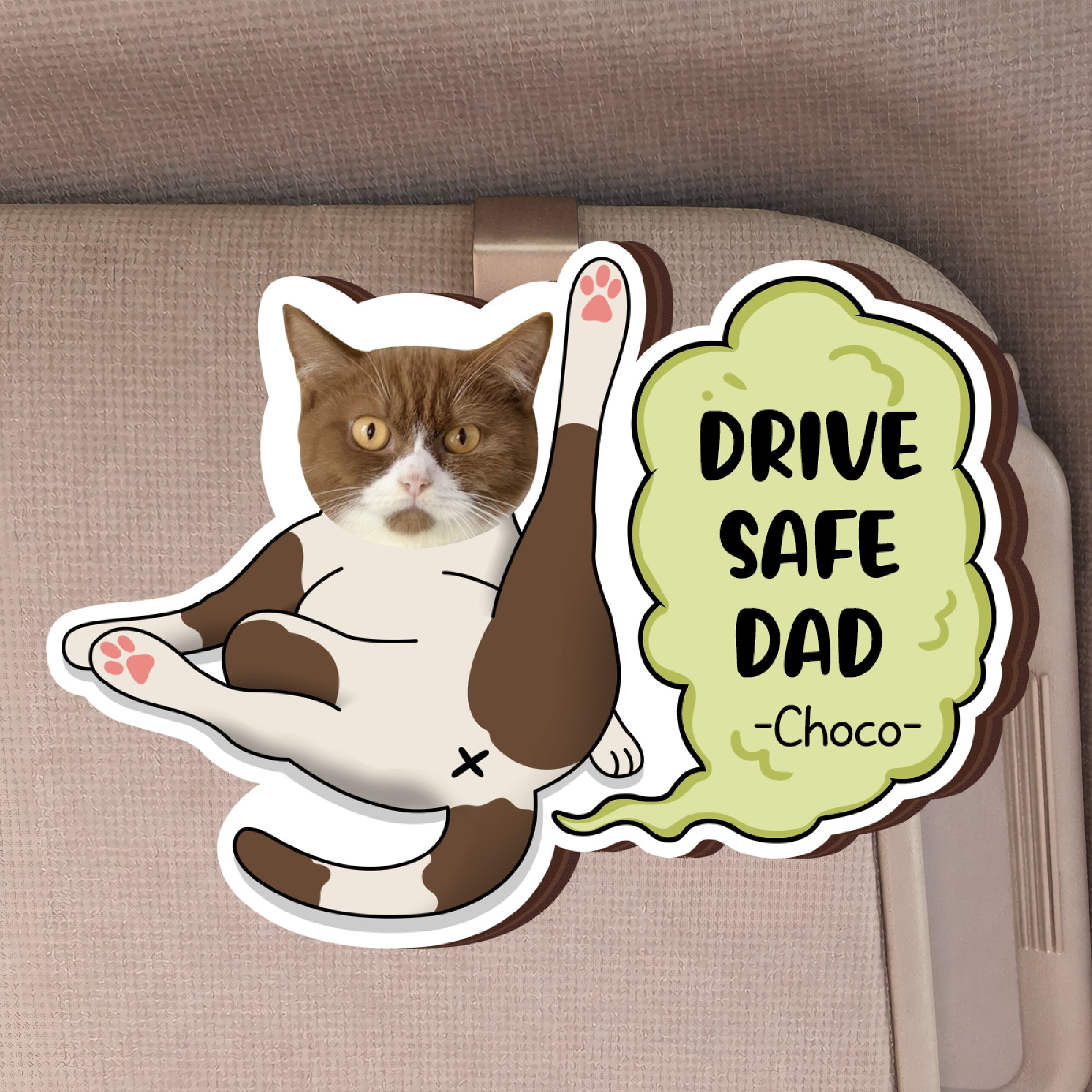 Personalized Car Visor Clip – Custom Pet Photo Drive Safe Gift for Pet Lovers - Cat Mum