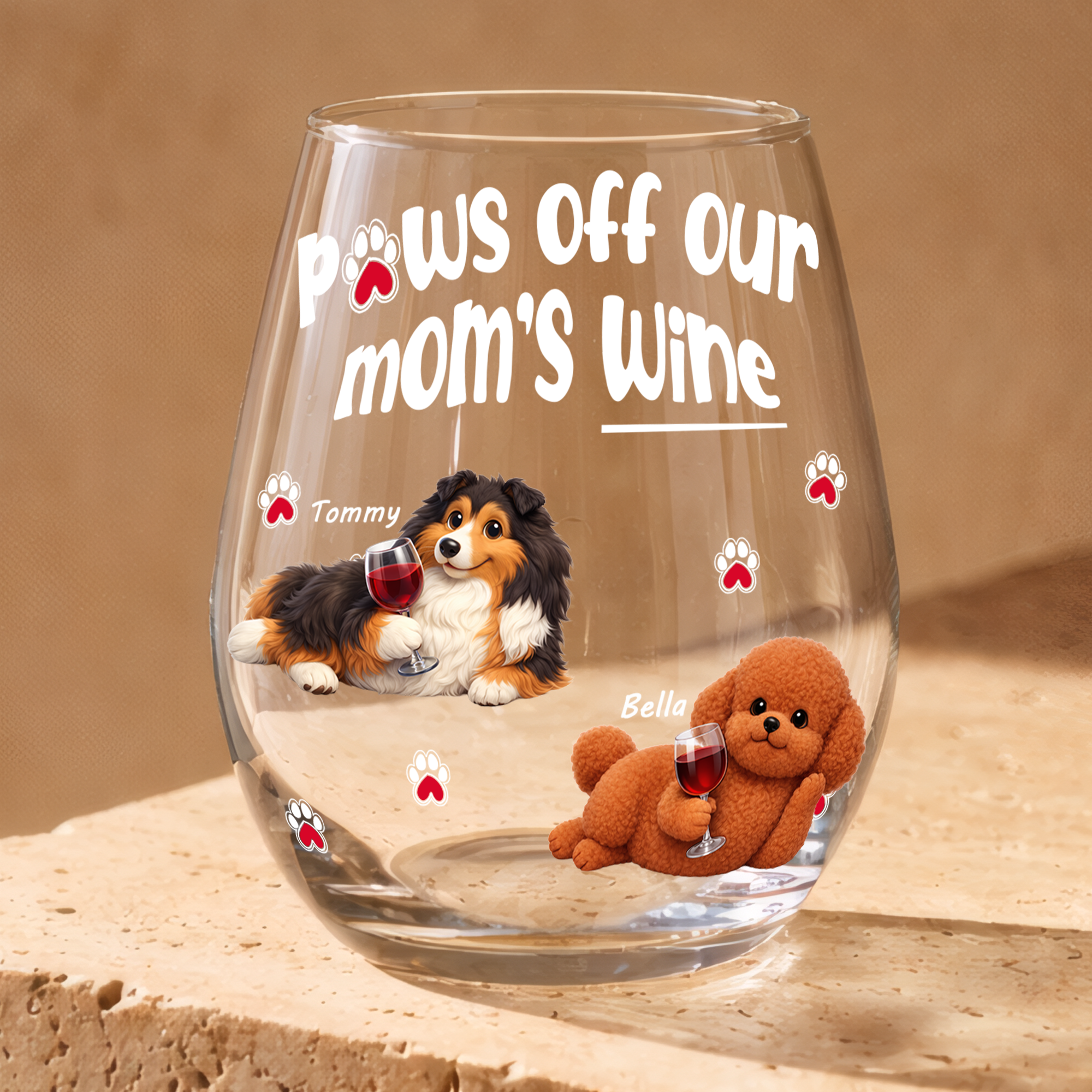 Personalized Pet Wine Glass - Custom Dog Mom Gift - Paw It Off Now