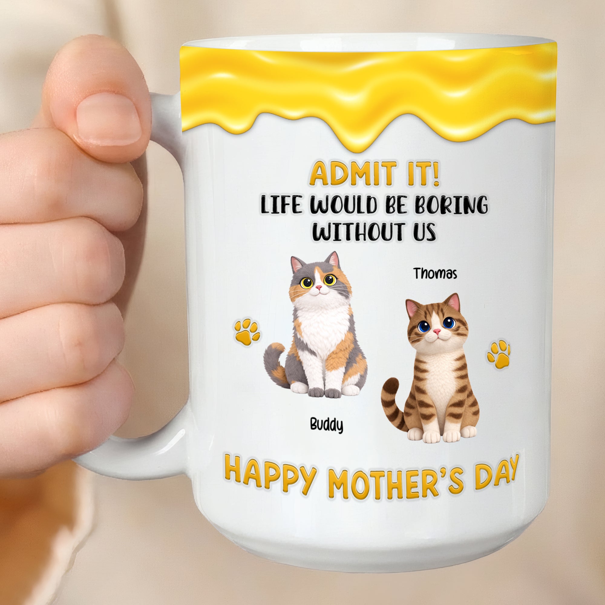 Gift for Cat Mom – Personalized Coffee Mug – Wonderful Moments Custom Design