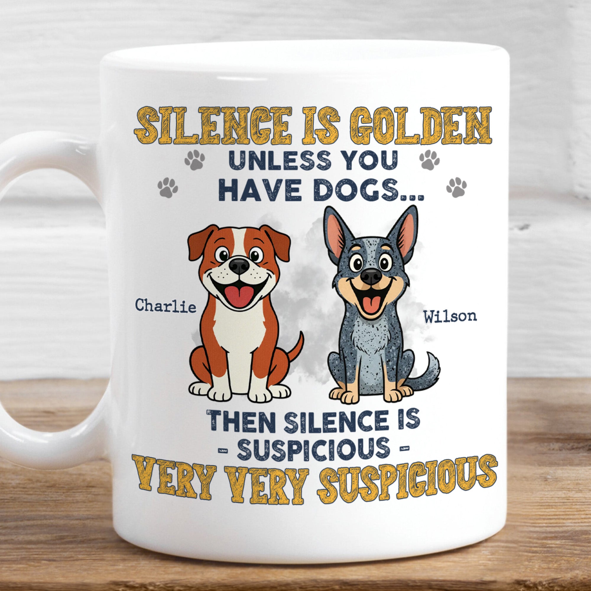 Dog Lover Gift – Personalized 3D Effect Dog Mug “Silence Is Golden Unless You Have Dogs”