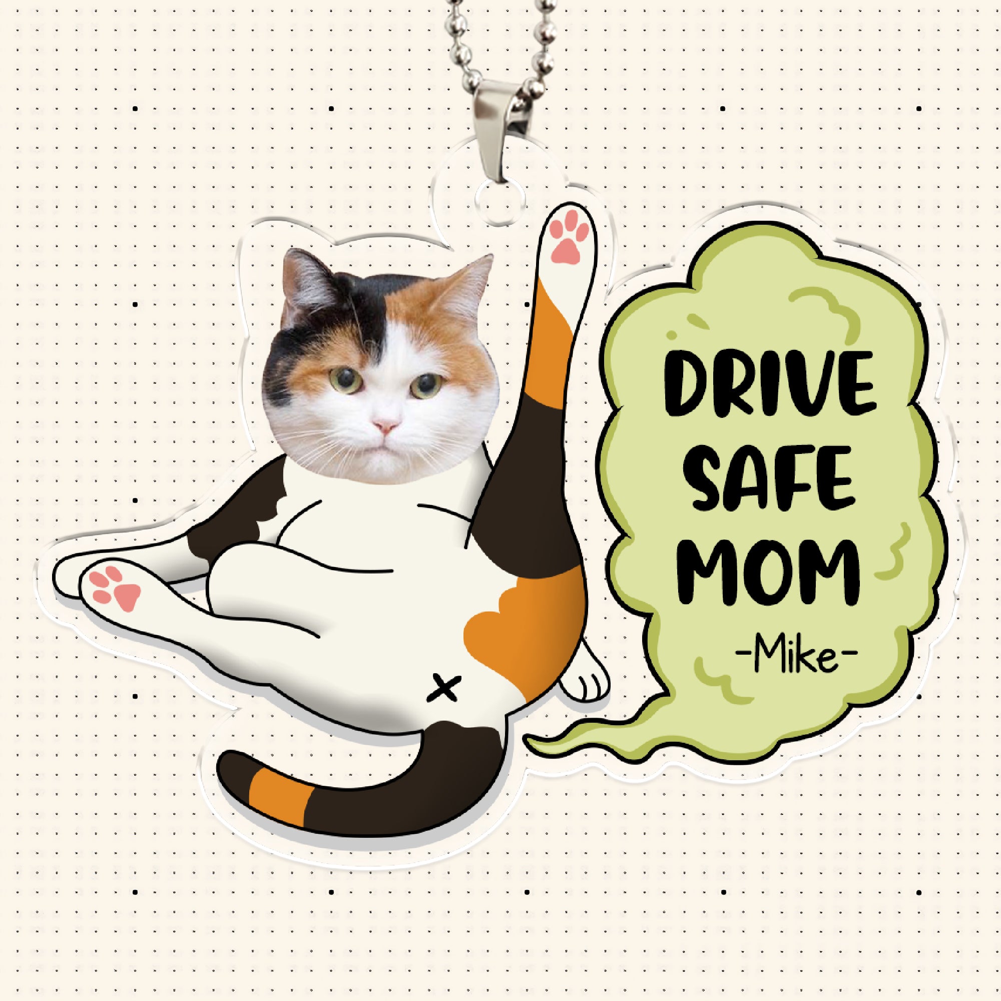 Personalized Car Ornament – Custom Pet Photo Drive Safe Gift for Pet Lovers - Cat Mum