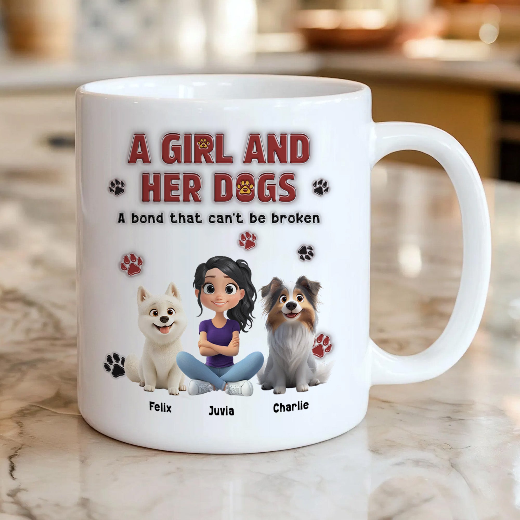 A Girl And Her Dog – Personalized Custom 3D Inflated Effect Coffee Mug for Dog Mom