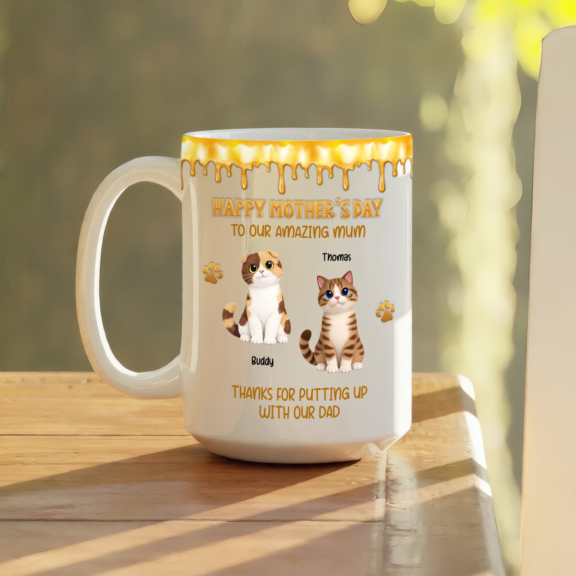 Wonderful Moments with Cat Mom – Personalized 3D Effect Coffee Mug – Custom Gift for Cat Lovers