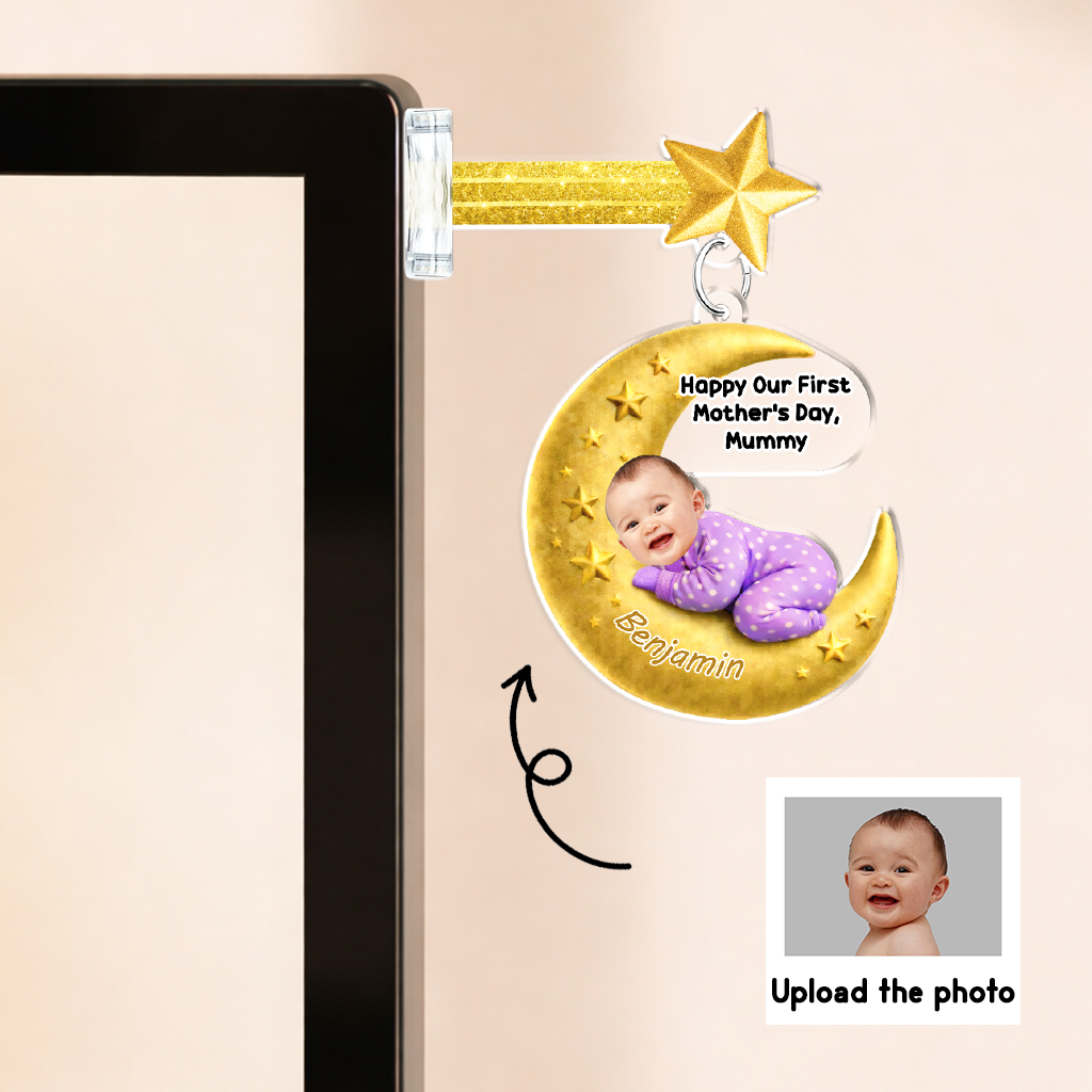 Personalized Baby Moon Acrylic Shaker Desk Decor - Gift For Mother's Day