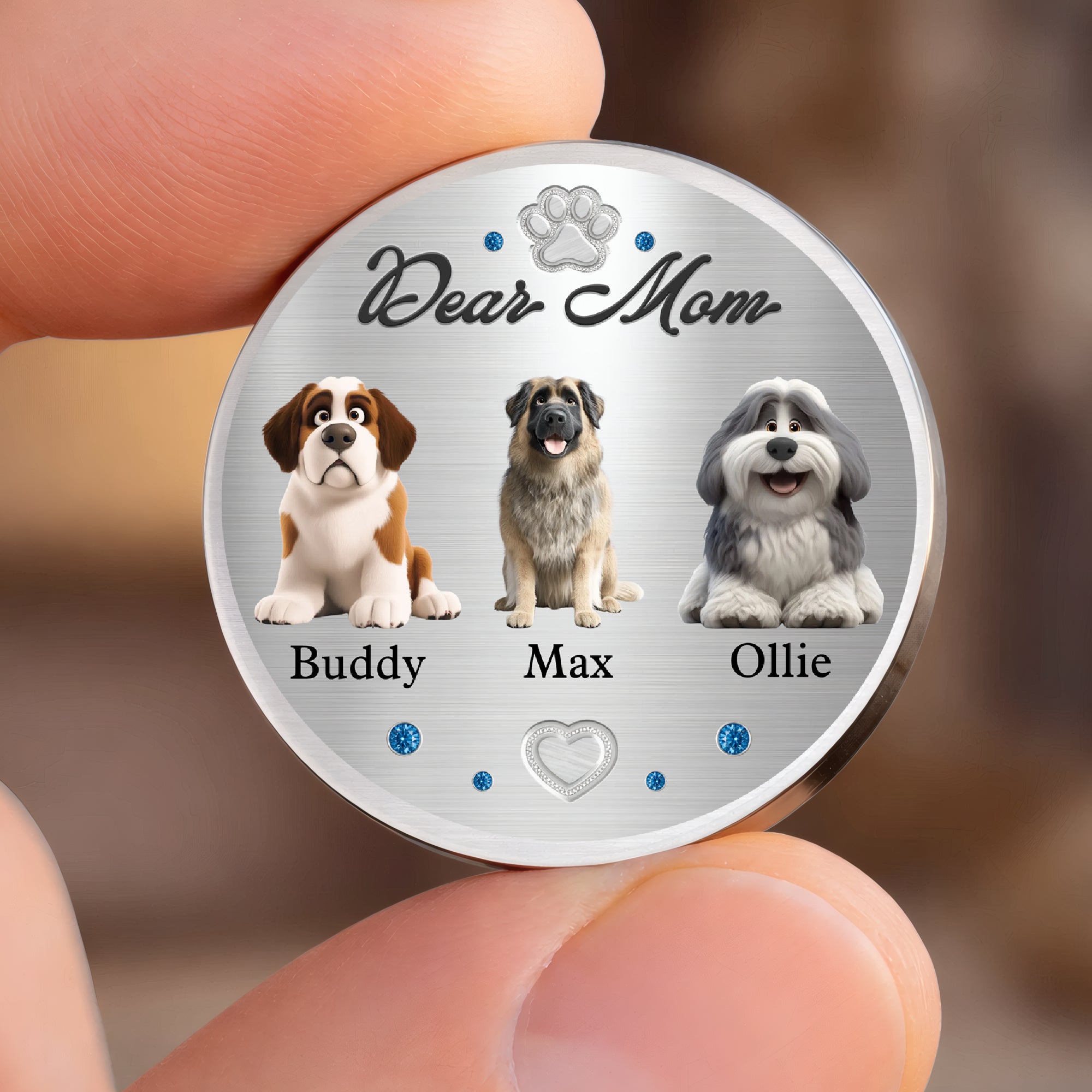 Gift for Dog Lovers – Custom Pocket Hug Token – “Dear Mom” Personalized Pet Keepsake