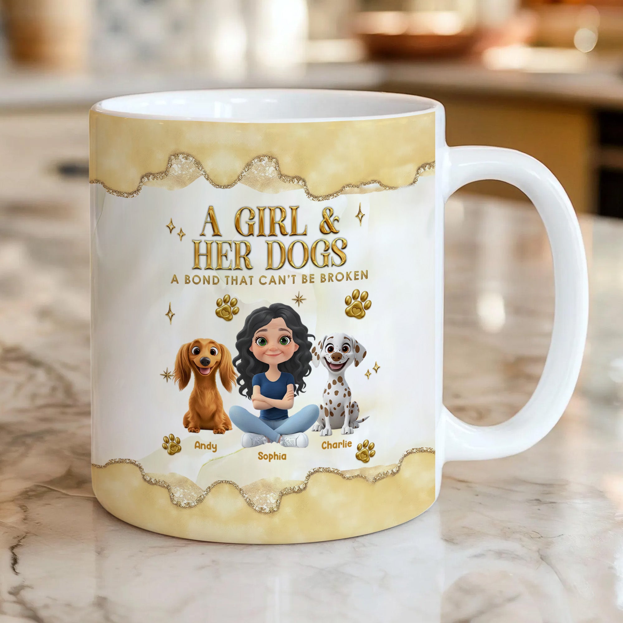 A Girl And Her Dog – Personalized Custom 3D Inflated Effect Coffee Mug for Dog Lovers
