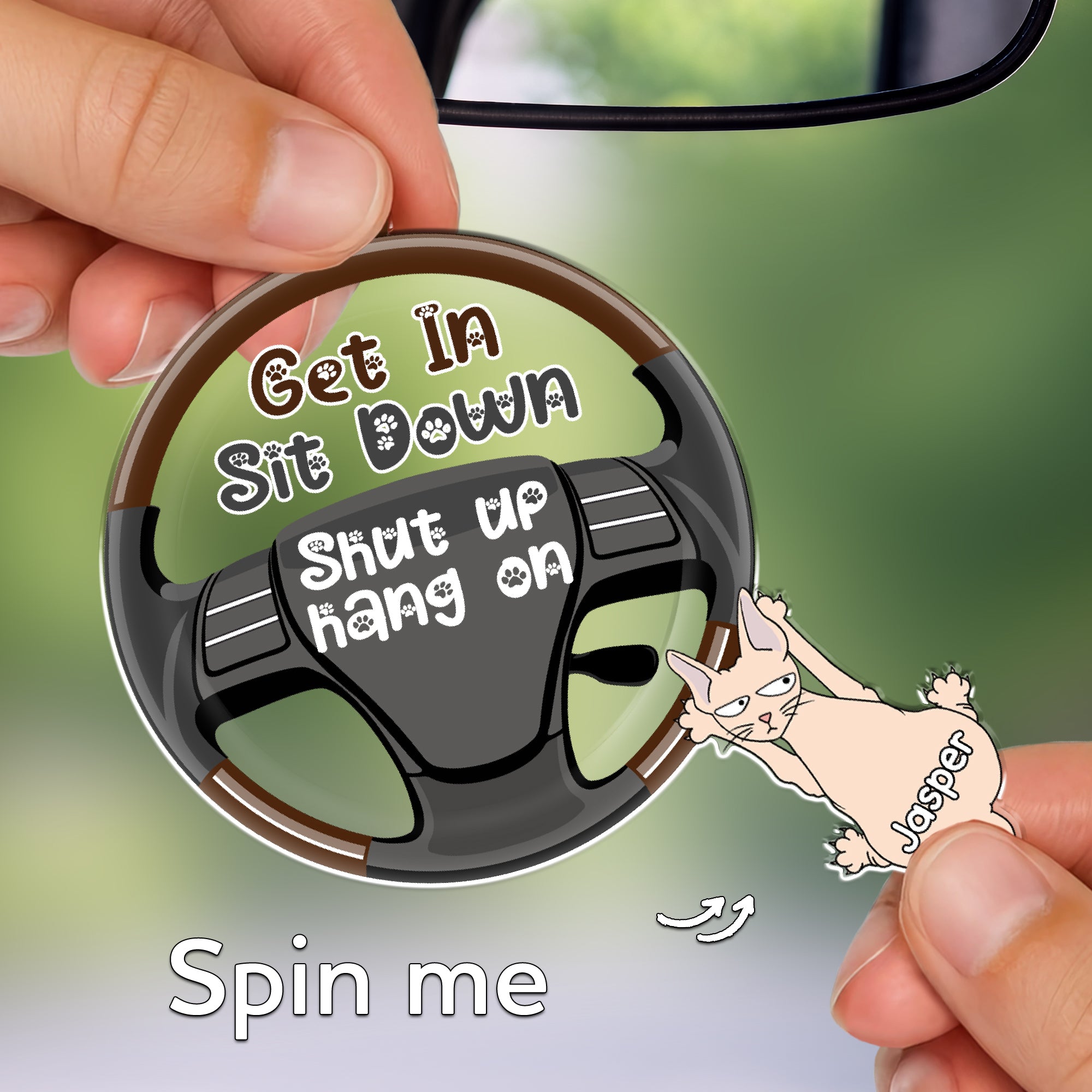 Personalized Cat Car Ornament - Custom Swaying Car Pendant - Funny Gift for Cat Lovers