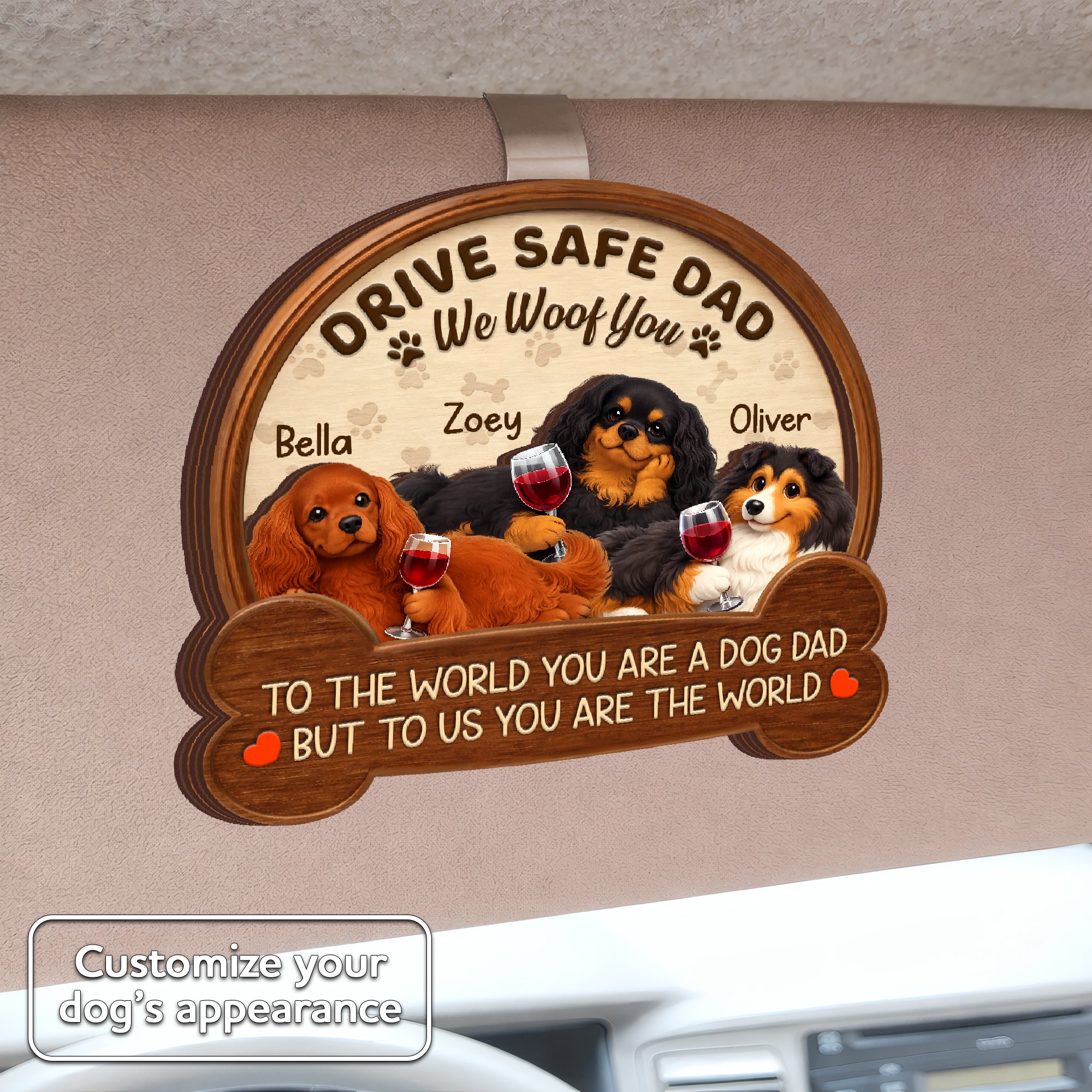 Custom Dog Visor Clip - Personalized 2-Layered Wooden Pet Accessory - Gift for Dog Lovers