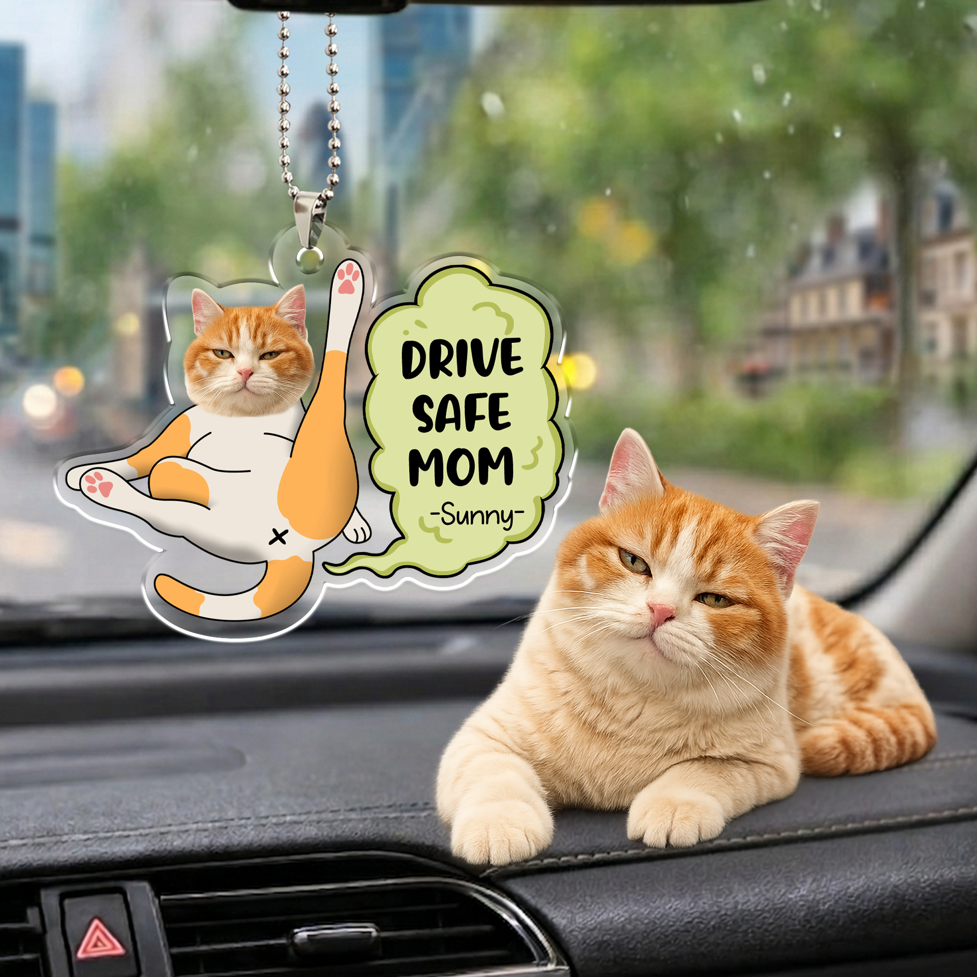 Personalized Car Ornament – Custom Pet Photo Drive Safe Gift for Pet Lovers - Cat Mum