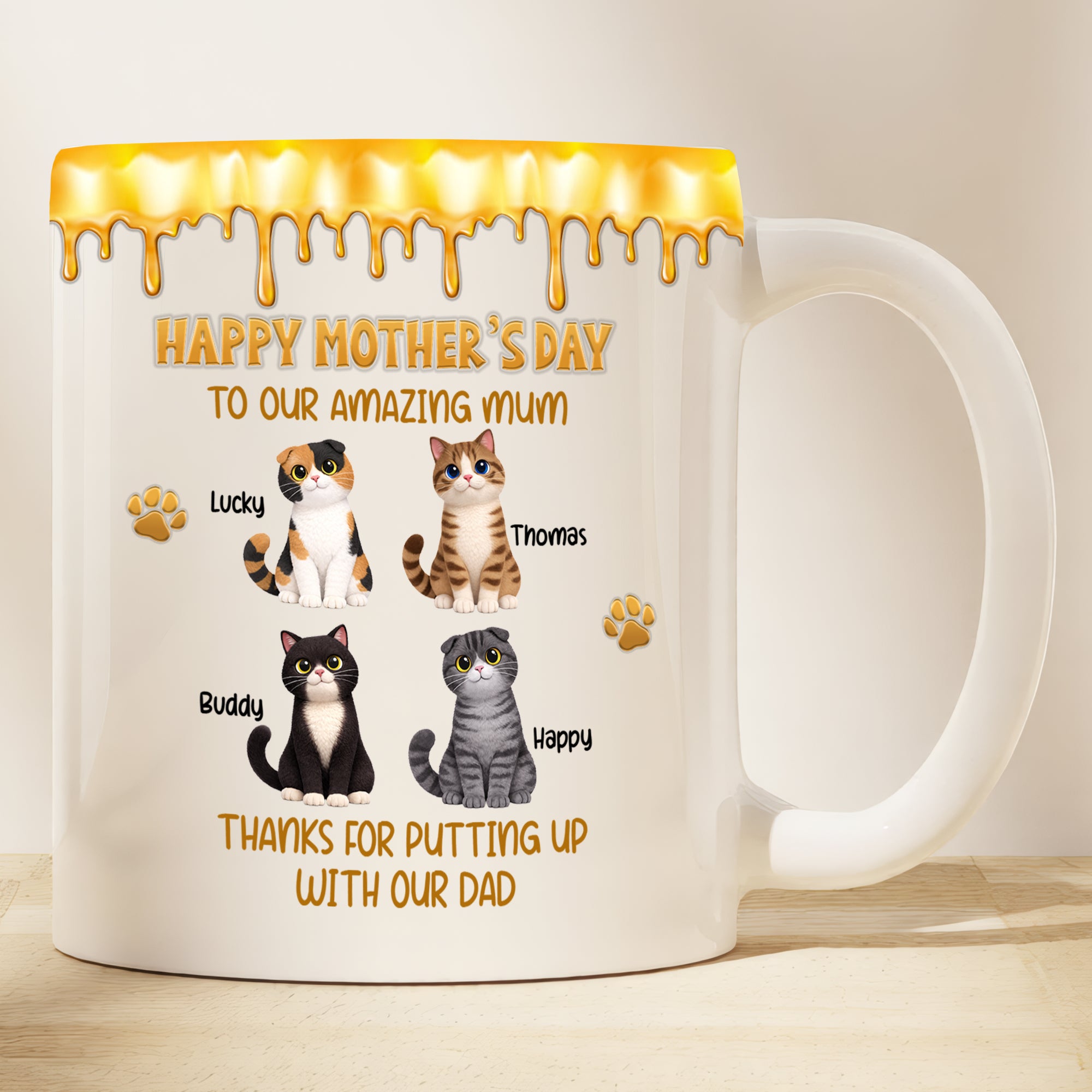 Wonderful Moments with Cat Mom – Personalized 3D Effect Coffee Mug – Custom Gift for Cat Lovers