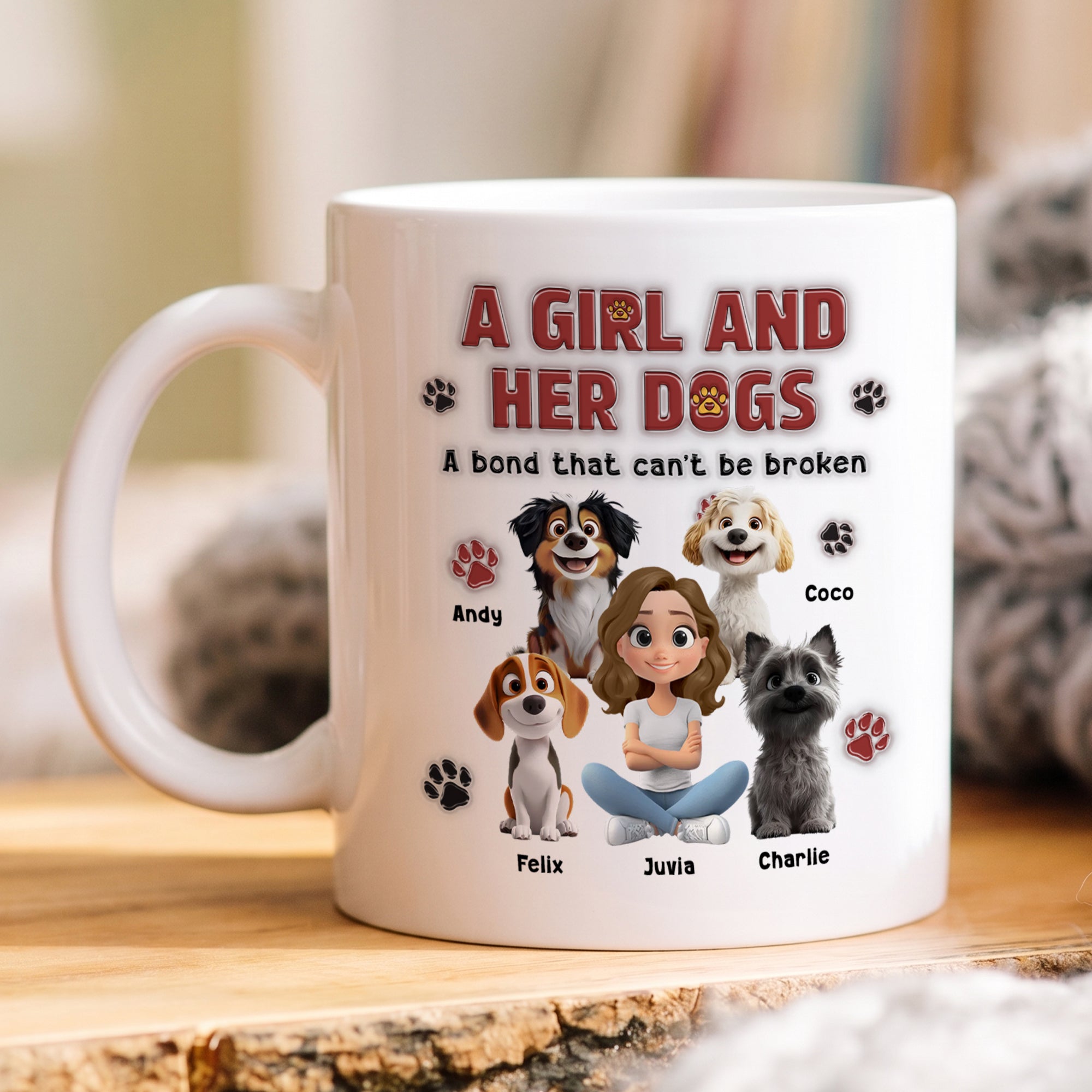 A Girl And Her Dog – Personalized Custom 3D Inflated Effect Coffee Mug for Dog Mom