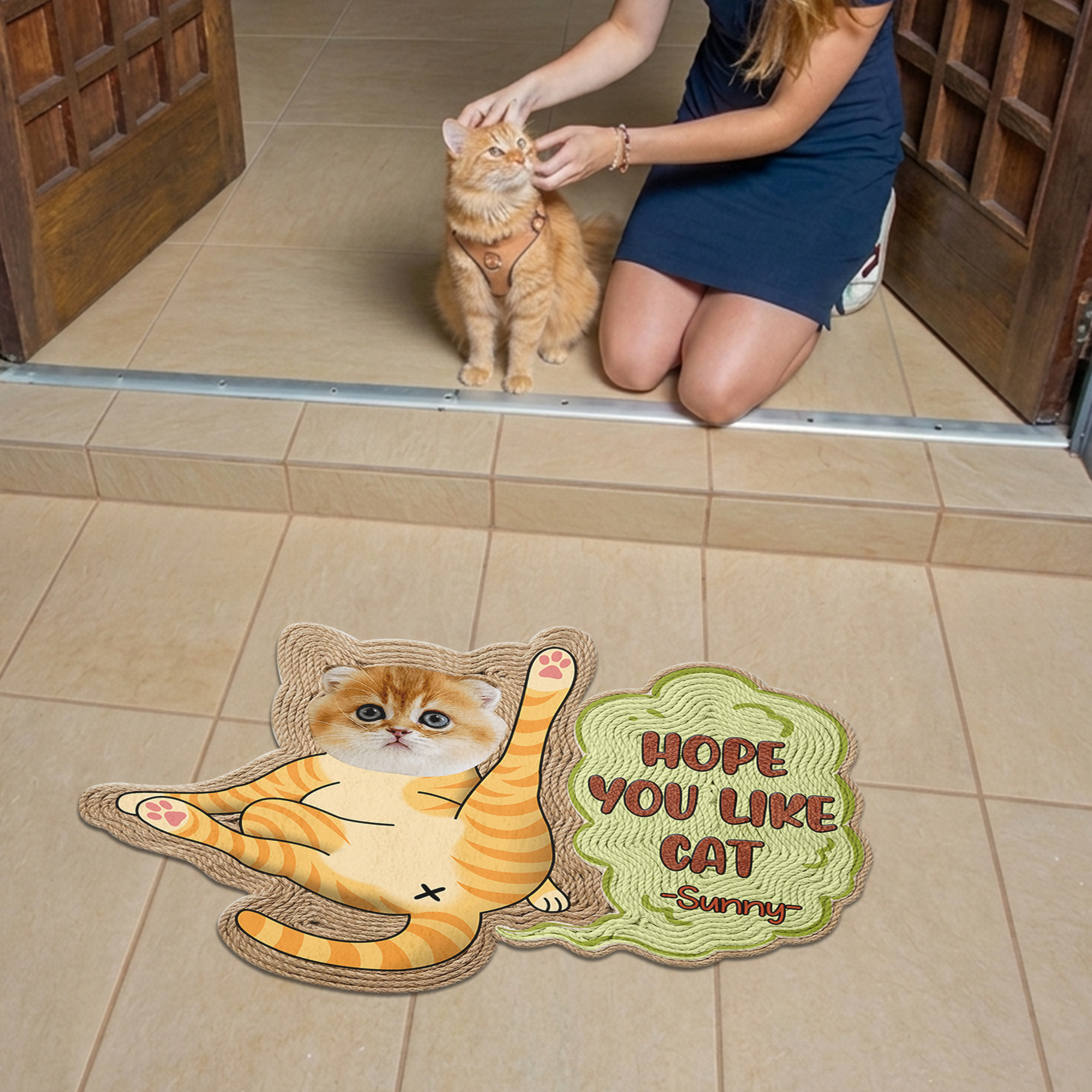 Gift for Cat Lovers – Custom Cats On Guard Photo Doormat – Unique Welcome Mat