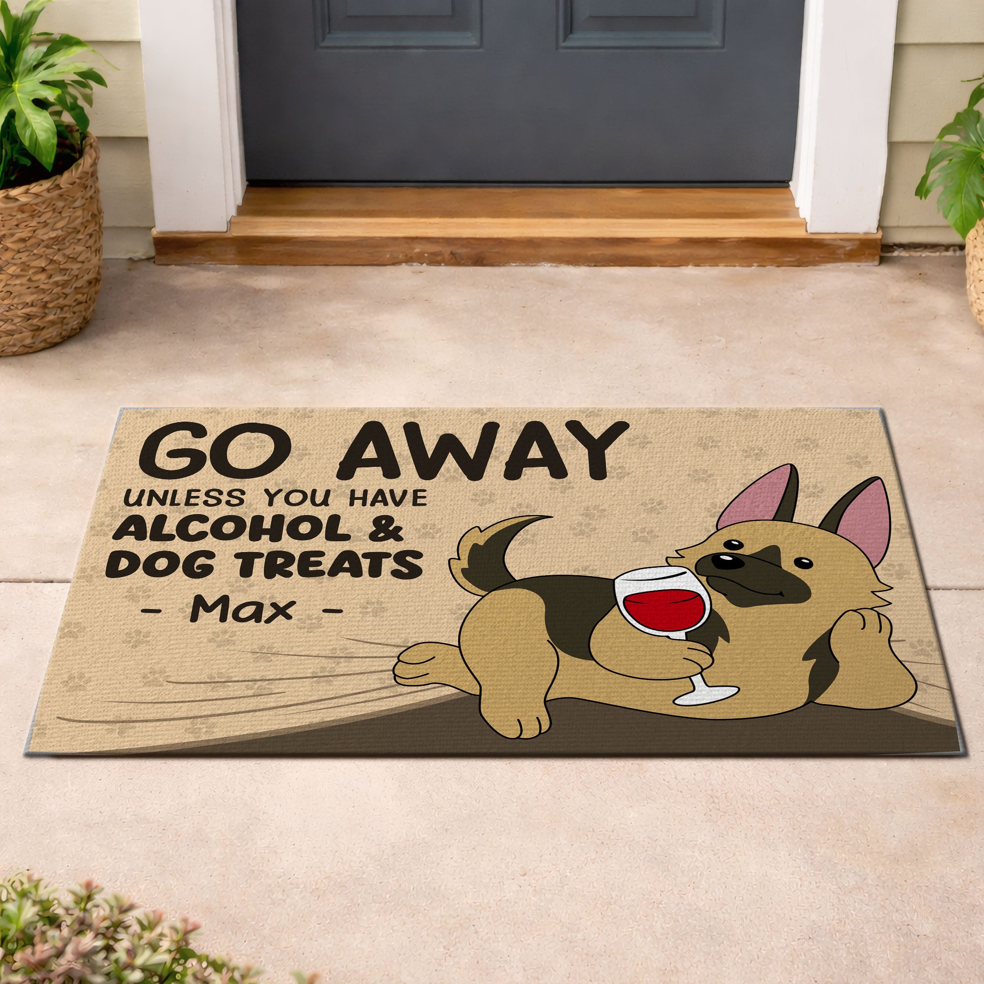 Custom Dog Doormat - Personalized Alcohol & Dog Treats Welcome Mat - Gift For Pet Lovers
