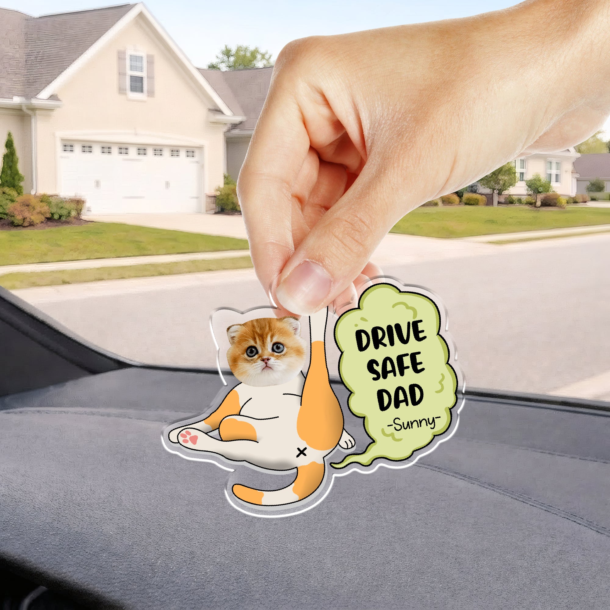 Personalized Car Ornament – Custom Pet Photo Drive Safe Gift for Pet Lovers - Cat Mum
