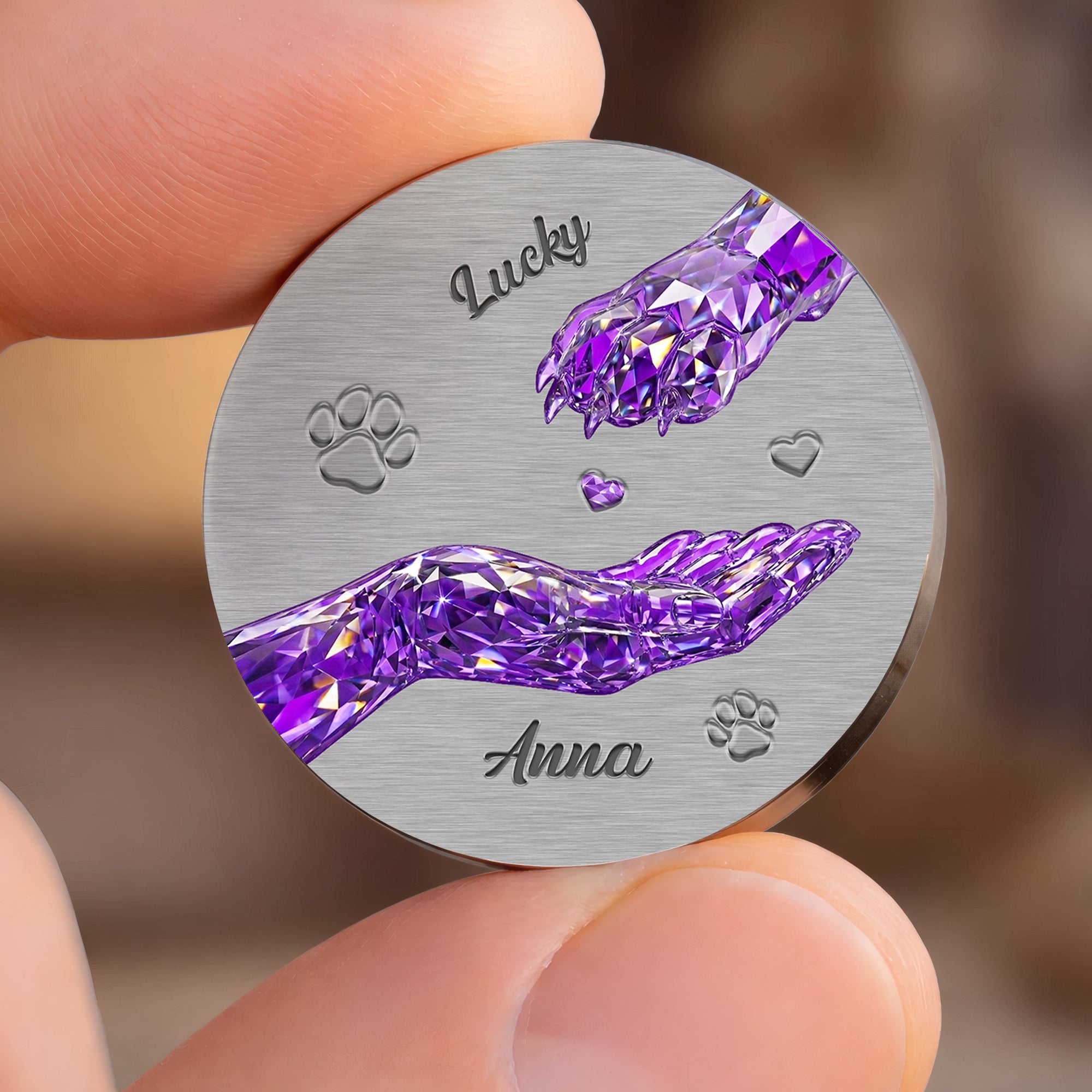 Dog & Cat Mom Gift - Personalized Pocket Hug Token - Pet Memorial Keychain
