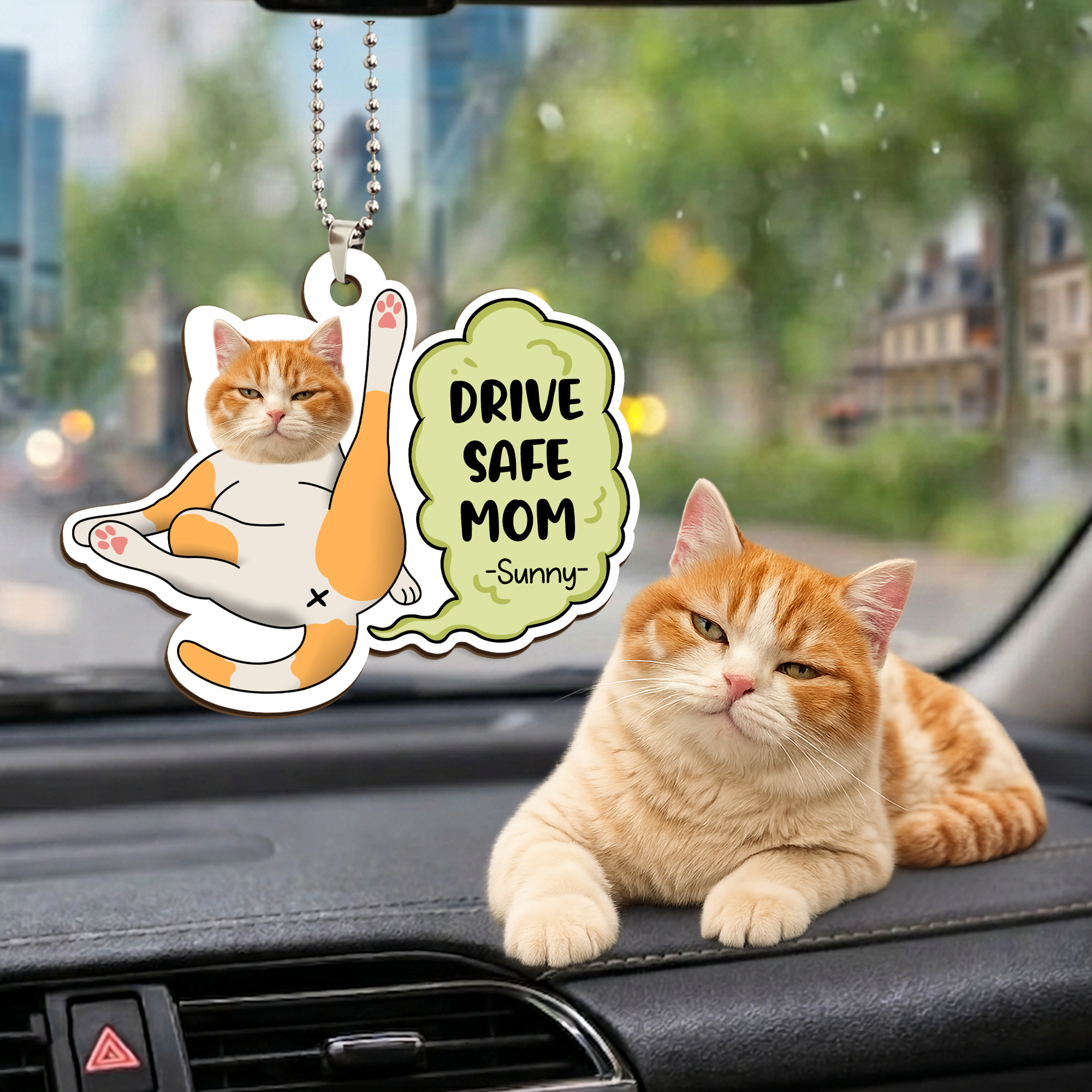 Personalized Car Ornament – Custom Pet Photo Drive Safe Gift for Pet Lovers - Cat Mum